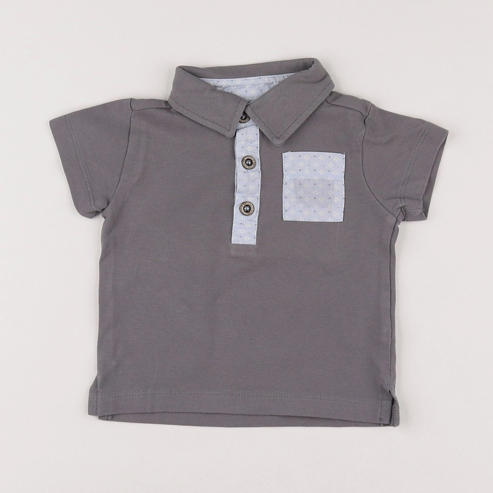 Noukie's - polo gris, bleu - 6 mois