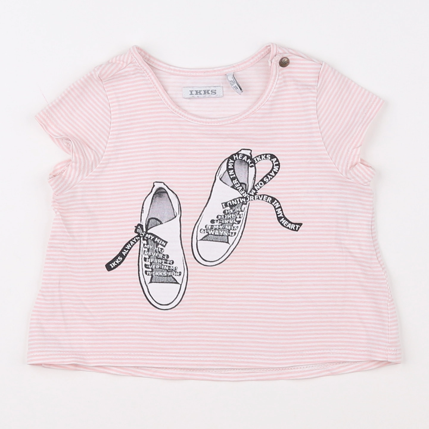 IKKS - tee-shirt blanc, rose - 12 mois