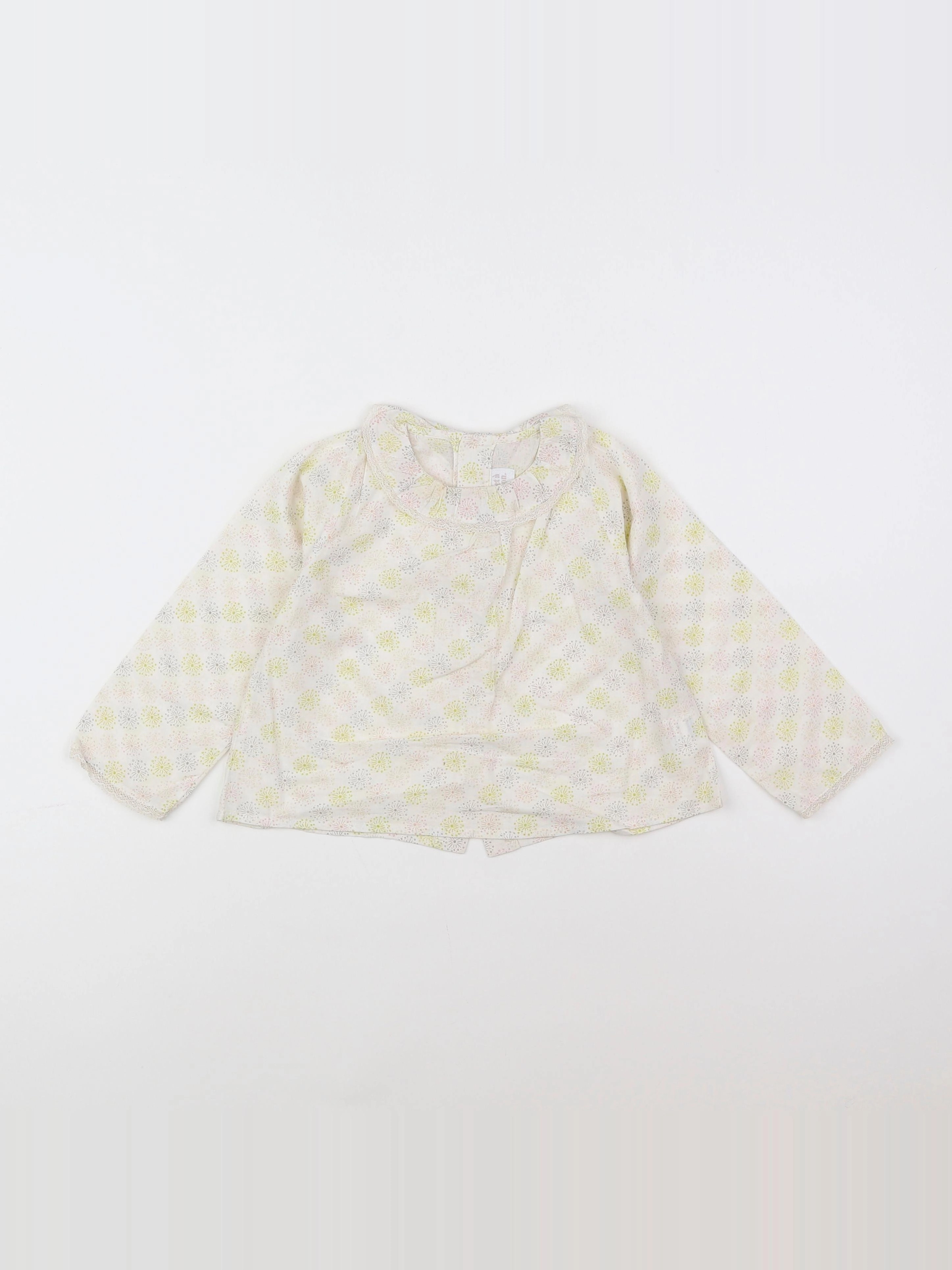 Bonnet à Pompon - blouse beige - 2 ans
