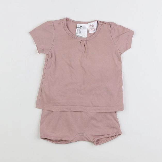 H&M - pyjama coton rose - 3/6 mois