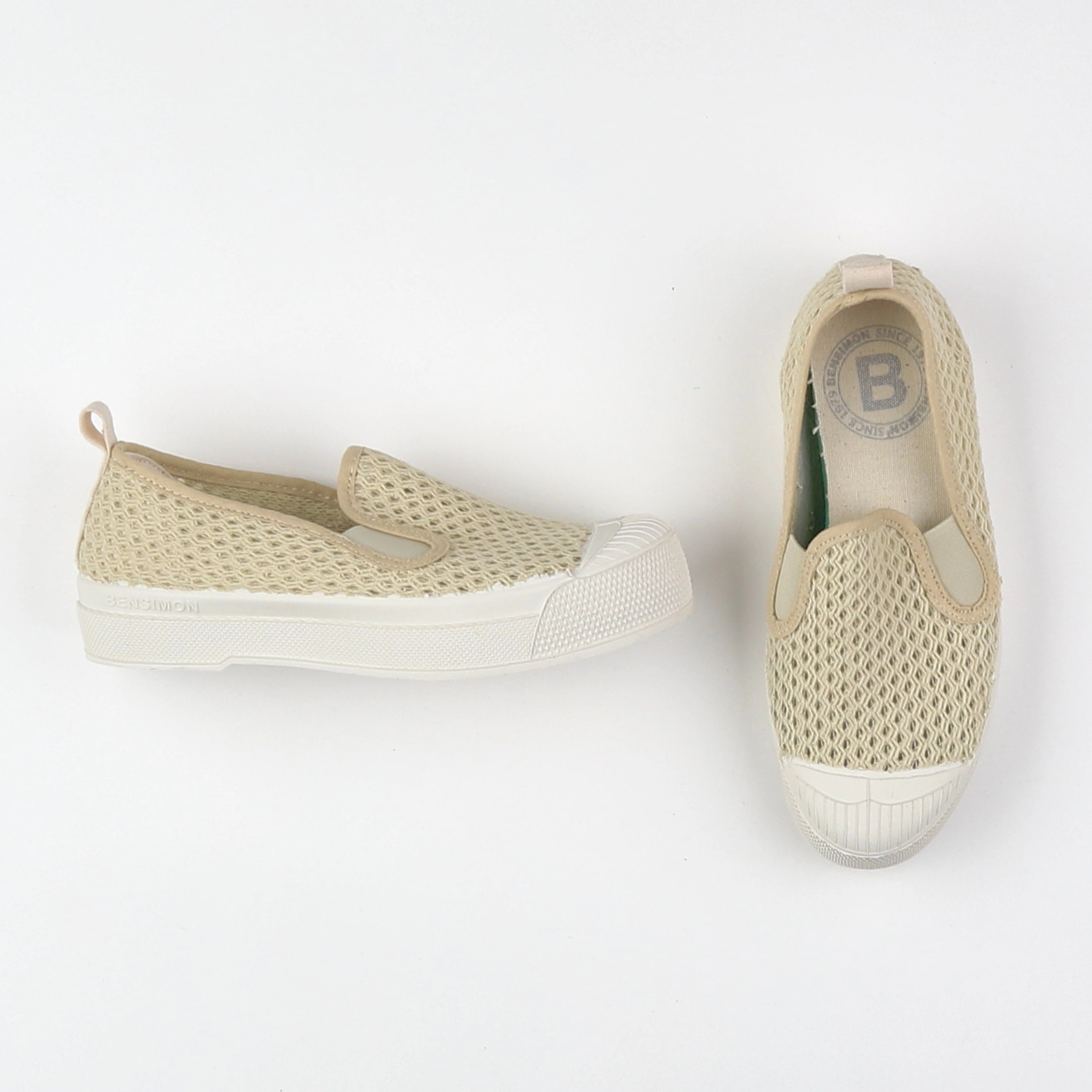 Bensimon - tennis à scratch/ lacets beige (neuf) - pointure 35