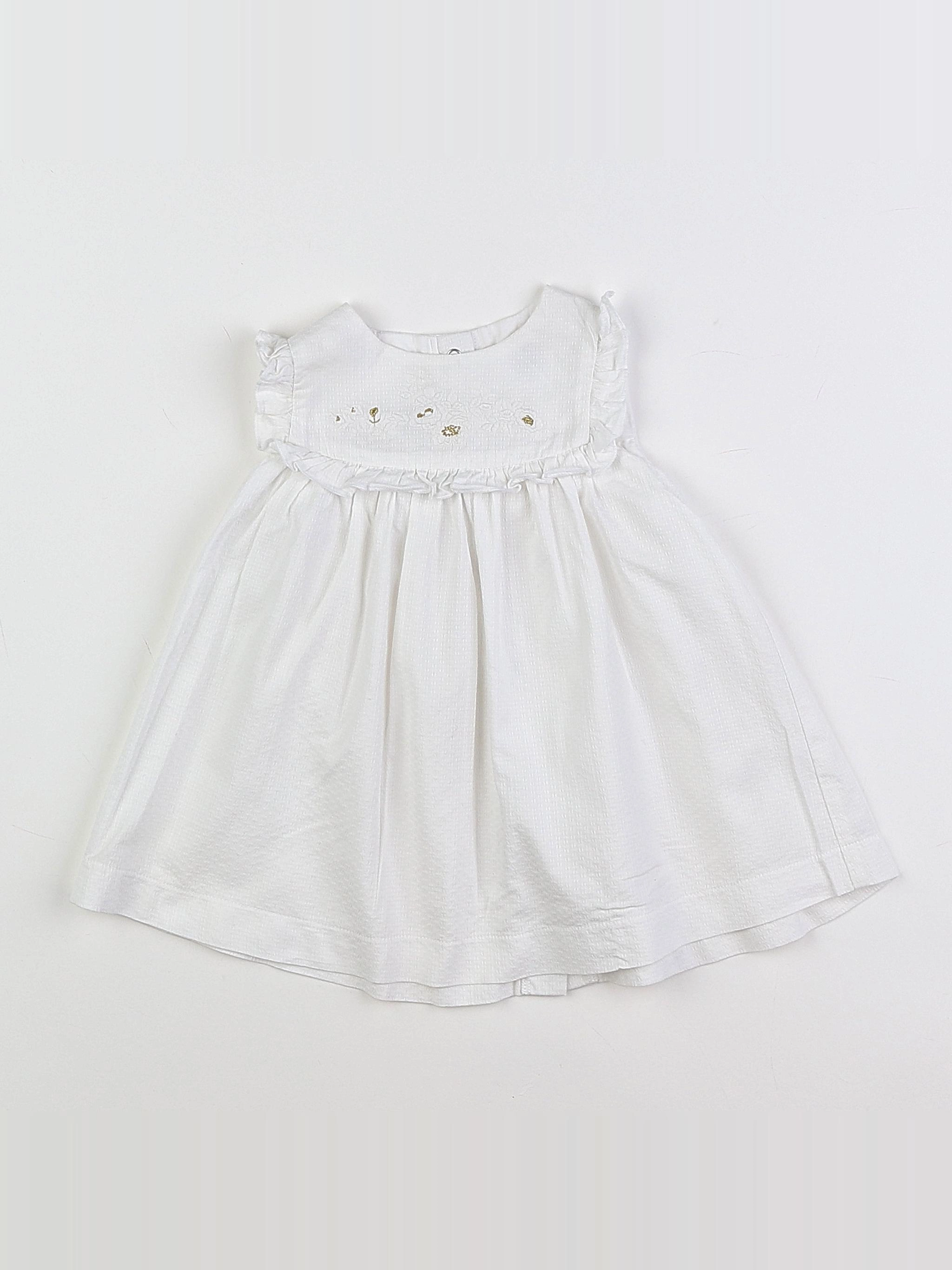 Petit Bateau - robe blanc - 12 mois