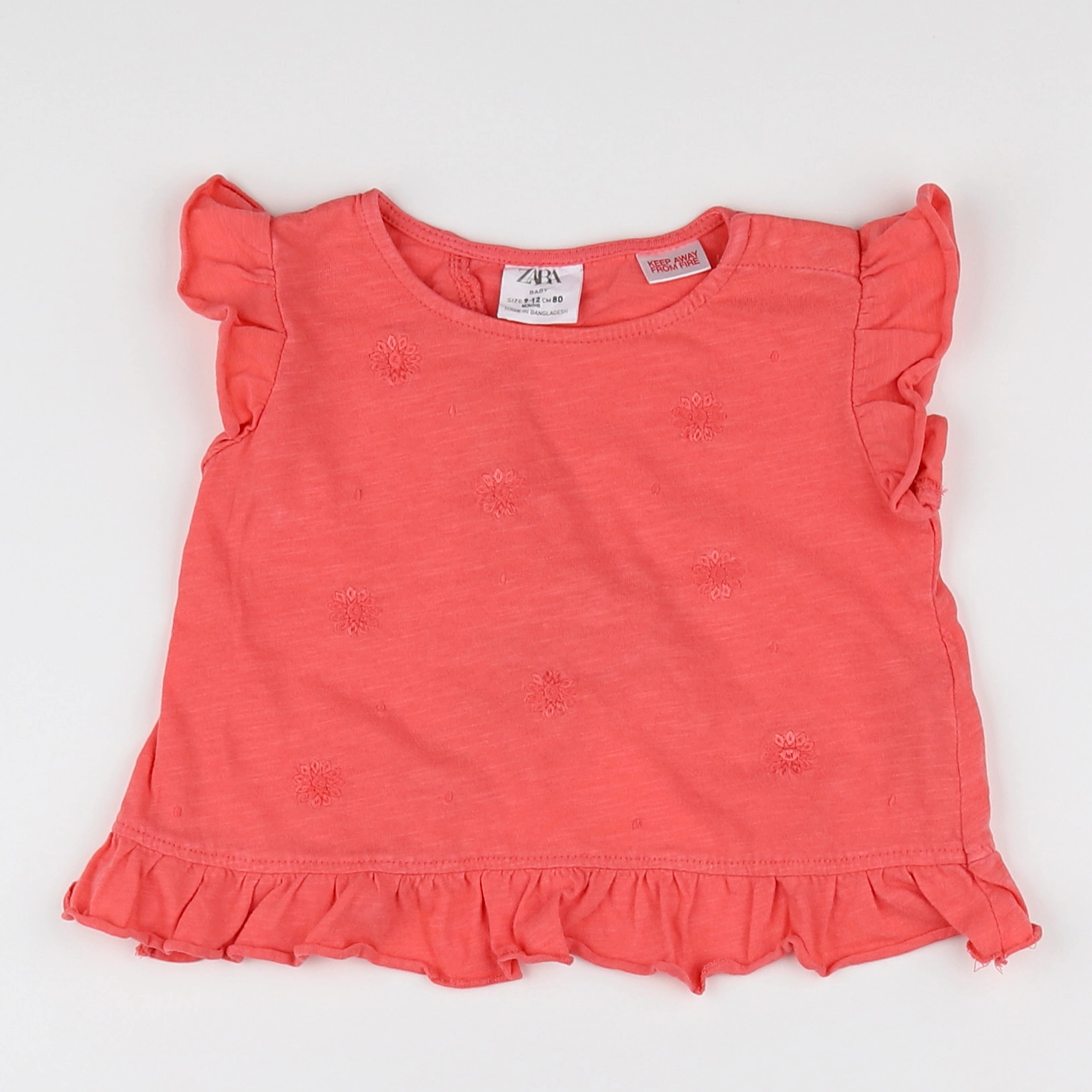 Zara - tee-shirt orange - 9/12 mois