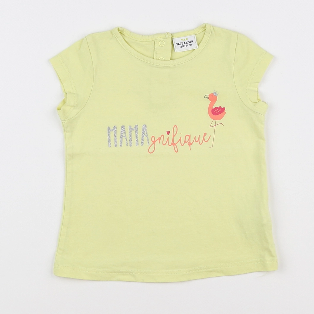 Tape à l'oeil - tee-shirt jaune, rose - 12 mois