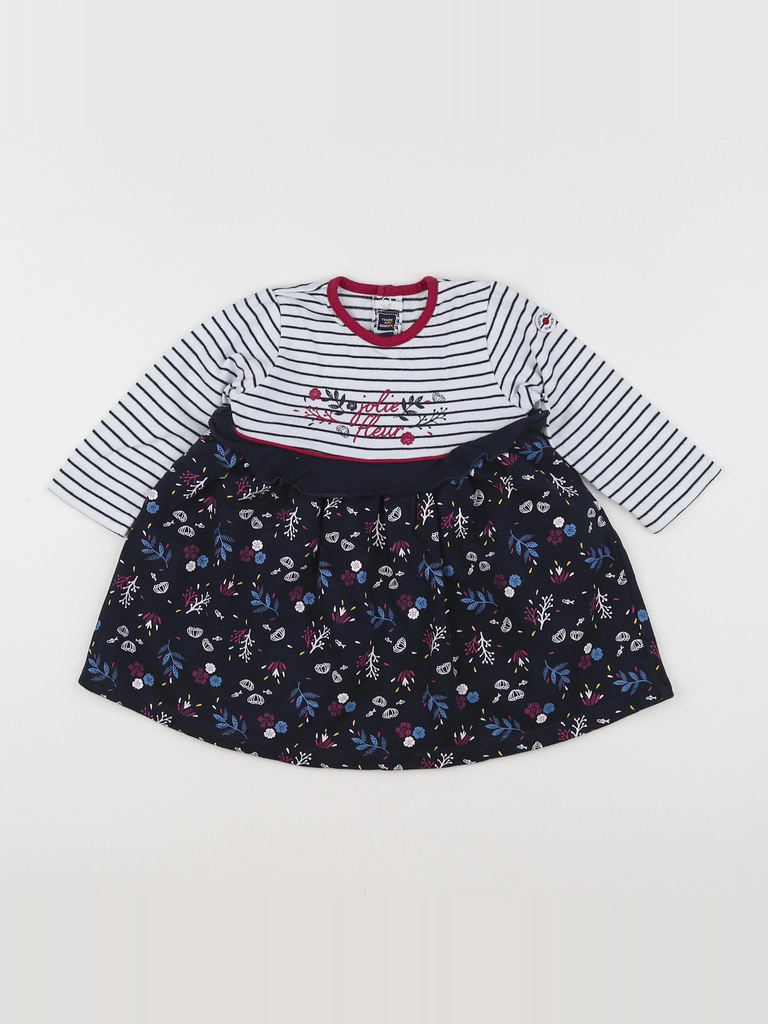 Terre de marins - robe blanc, bleu - 9 mois