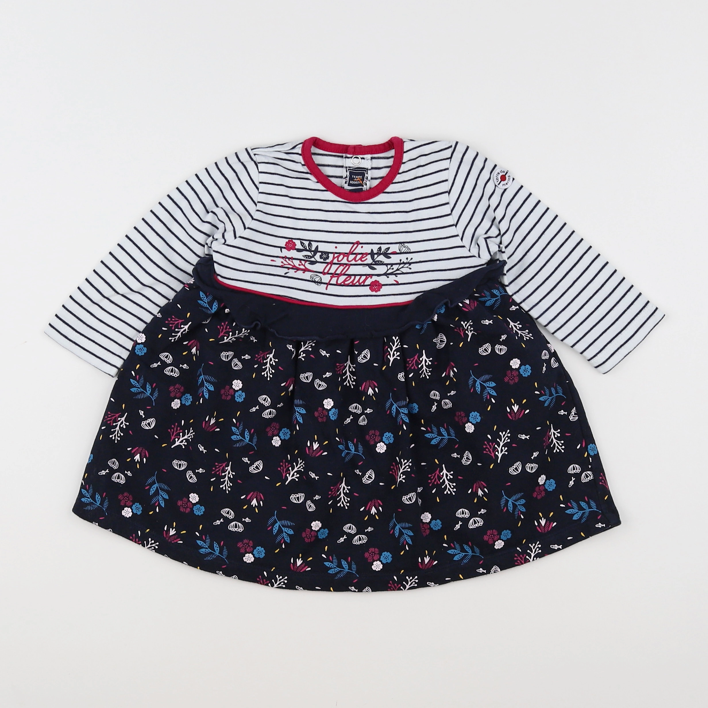 Terre de marins - robe blanc, bleu - 9 mois