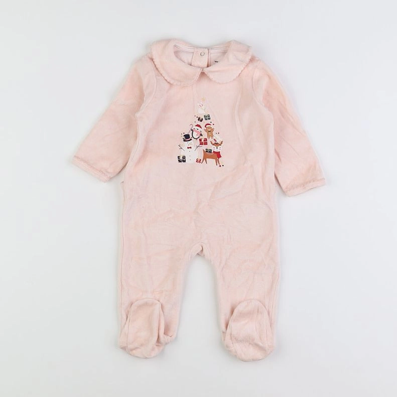 Vertbaudet - pyjama velours rose - 6 mois