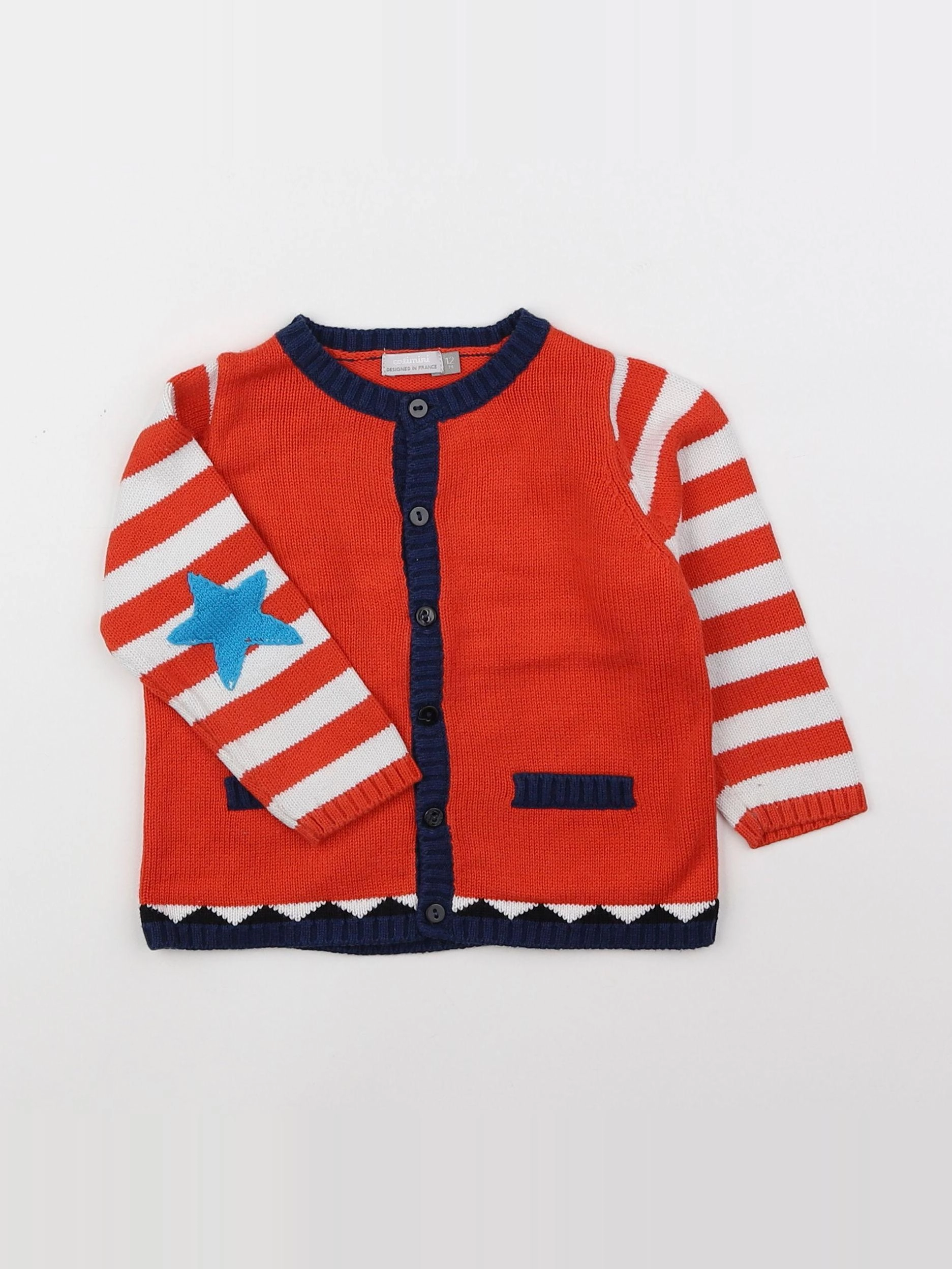 Catimini - gilet imprimé au dos rouge - 12 mois