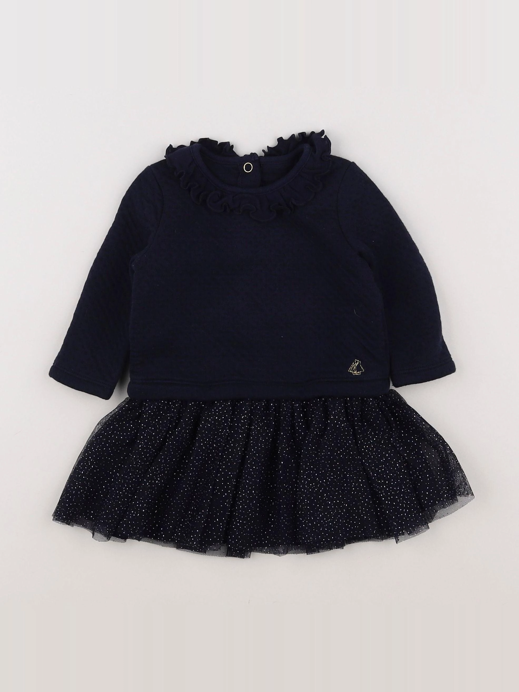 Petit Bateau - robe bleu, argent - 6 mois