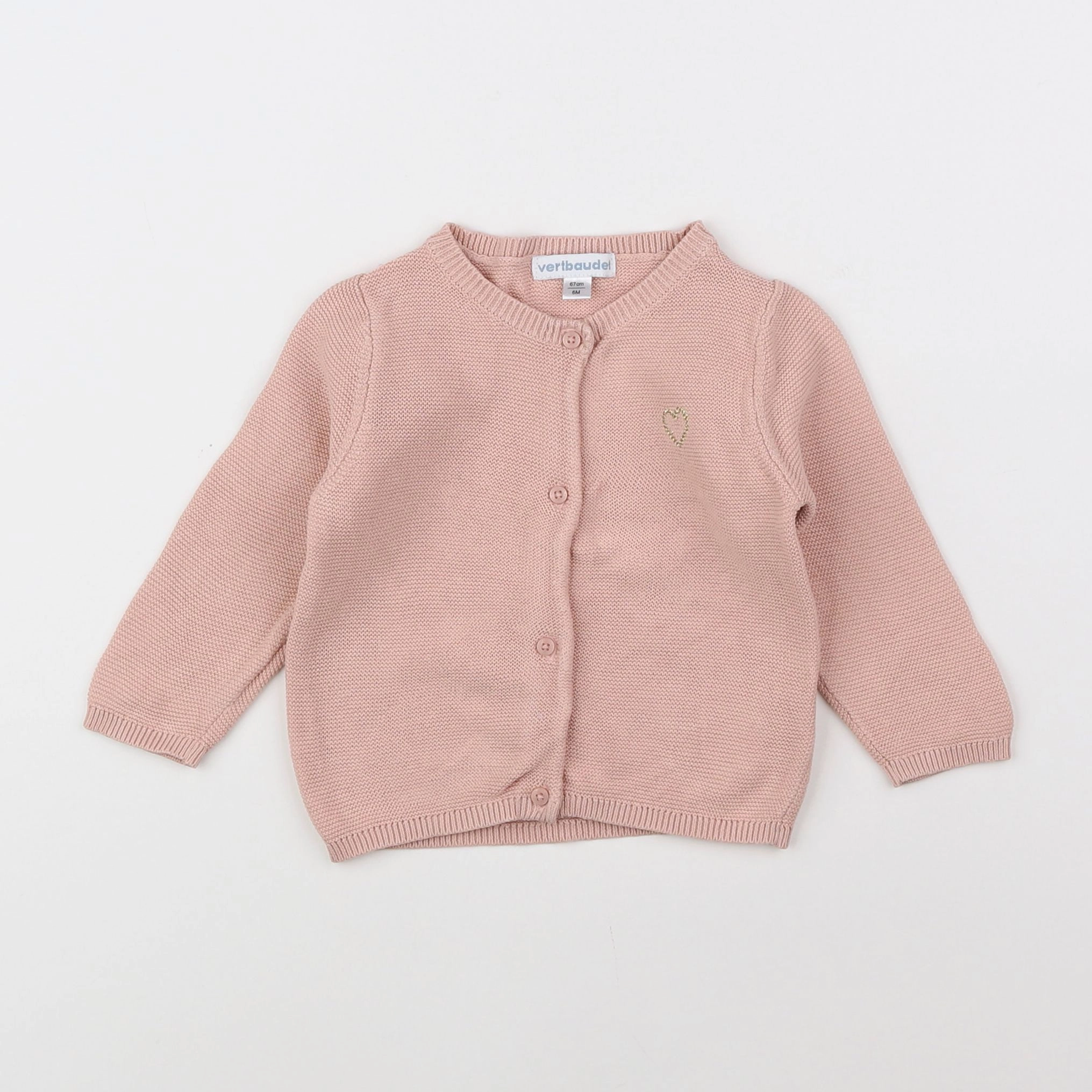 Vertbaudet - gilet rose - 6 mois