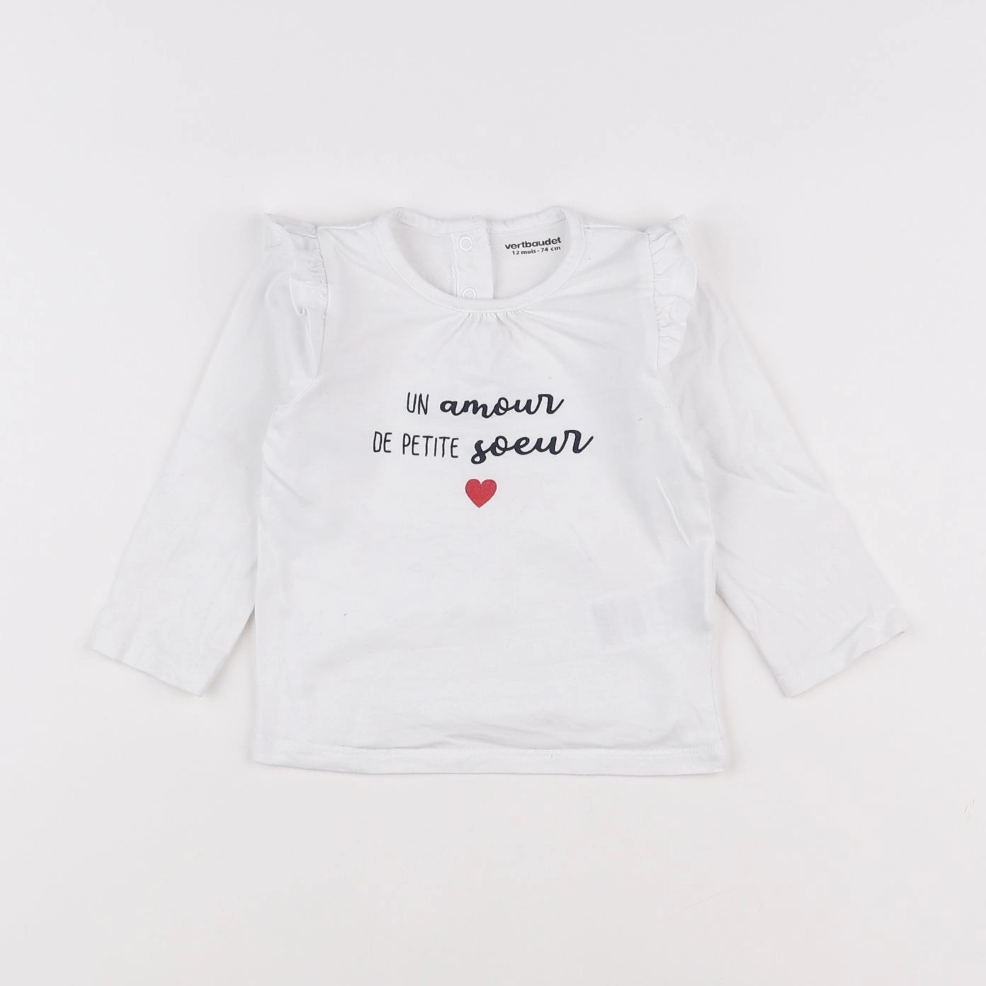 Vertbaudet - tee-shirt blanc - 12 mois