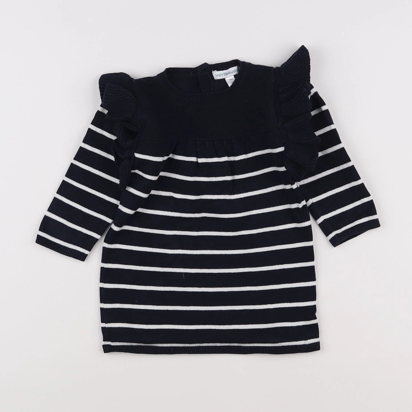 Vertbaudet - robe bleu, blanc - 6 mois