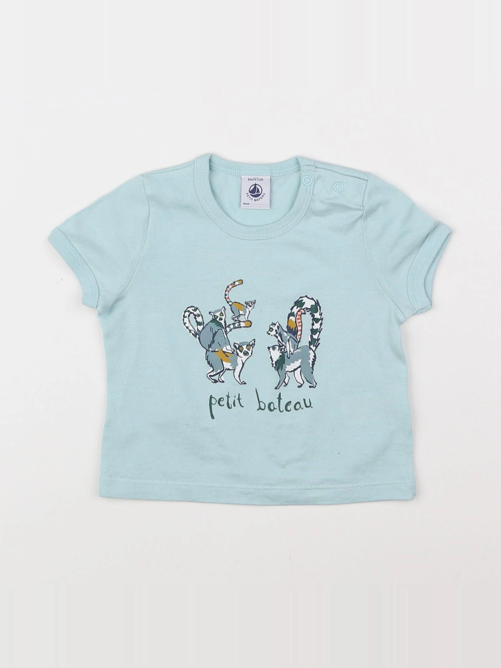 Petit Bateau - tee-shirt bleu - 6 mois