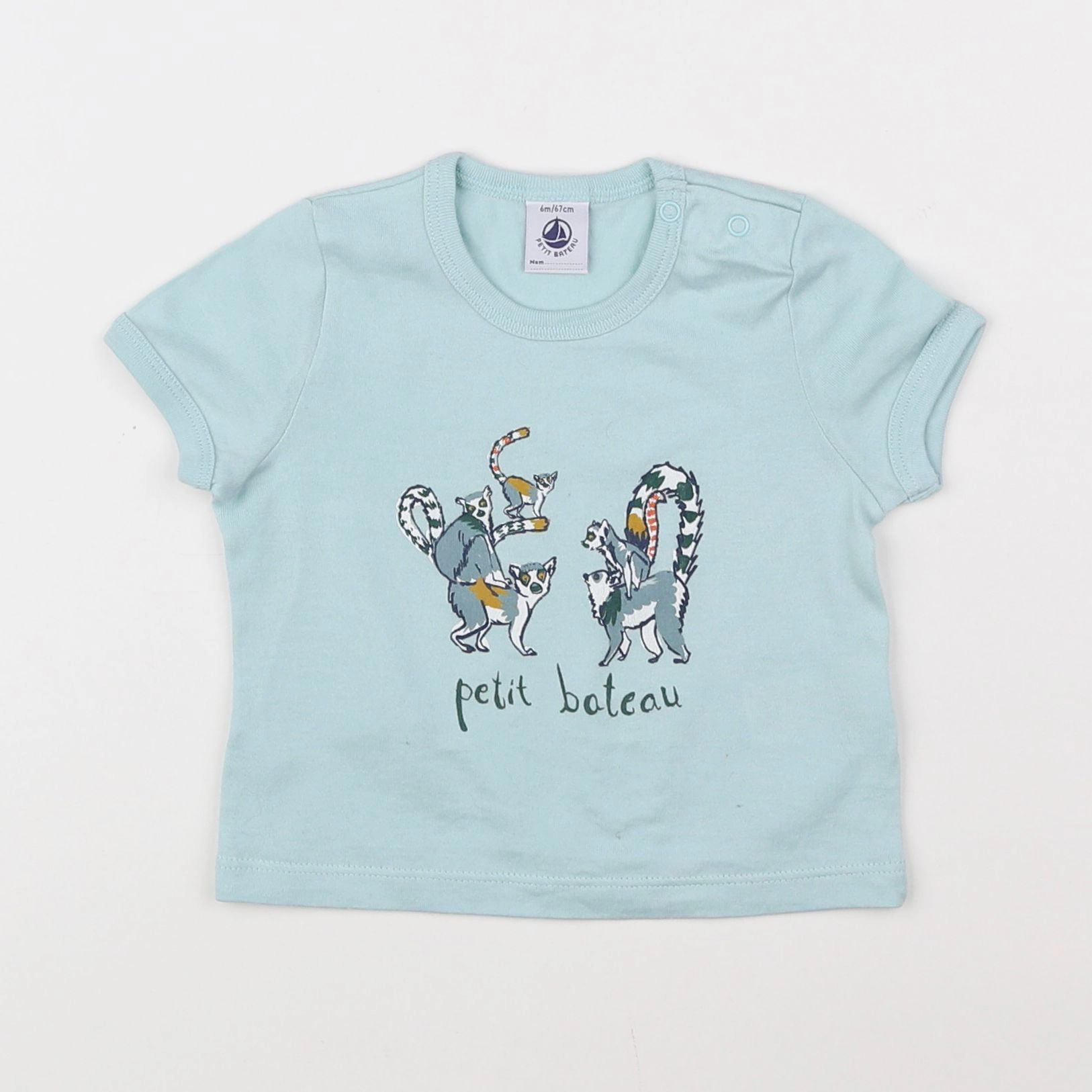 Petit Bateau - tee-shirt bleu - 6 mois