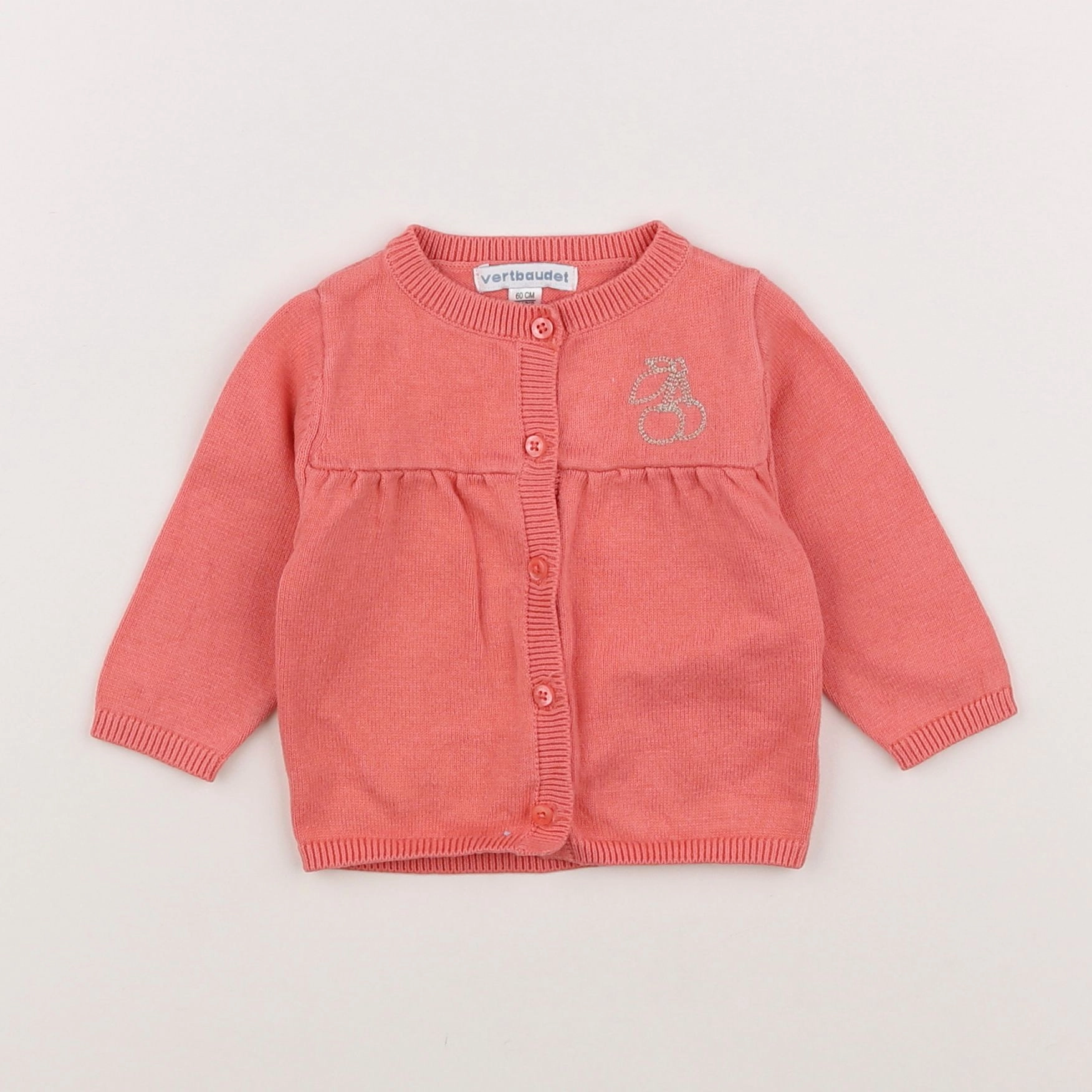 Vertbaudet - gilet rose, orange - 3 mois