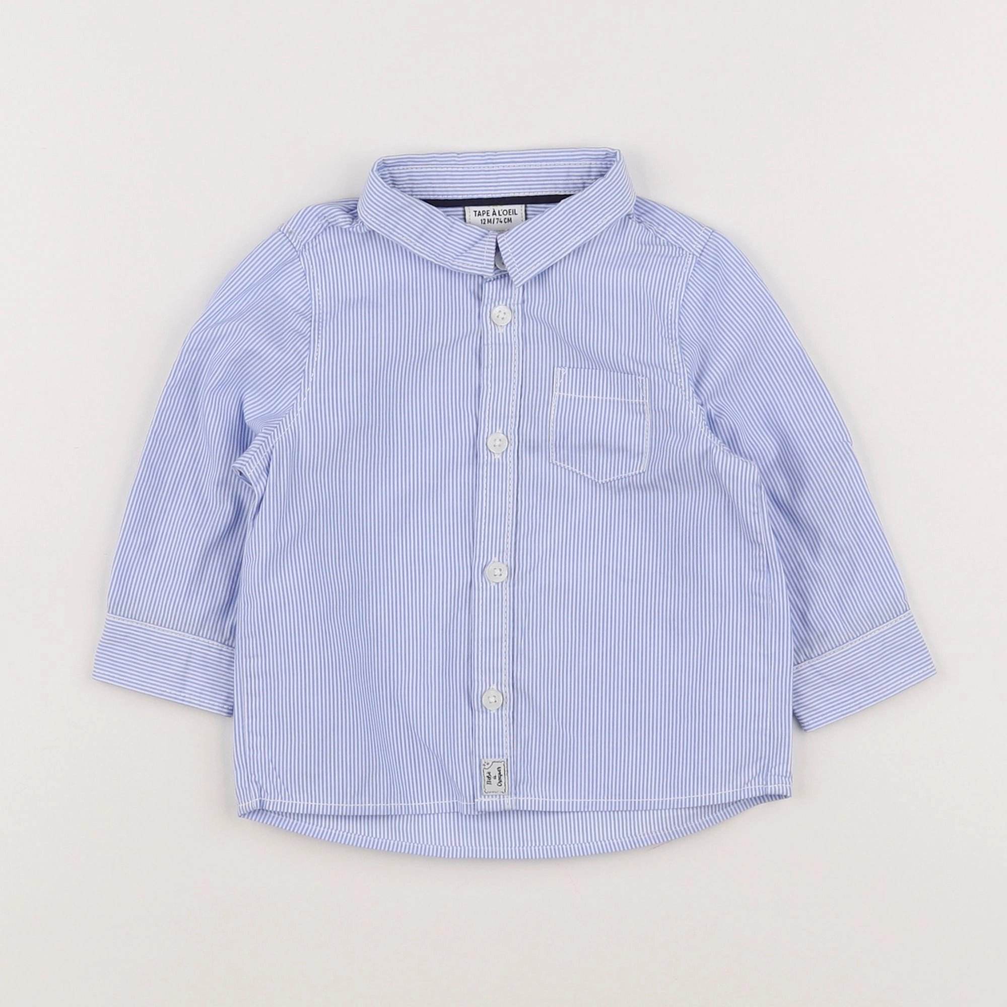 Tape à l'oeil - chemise blanc, bleu - 12 mois