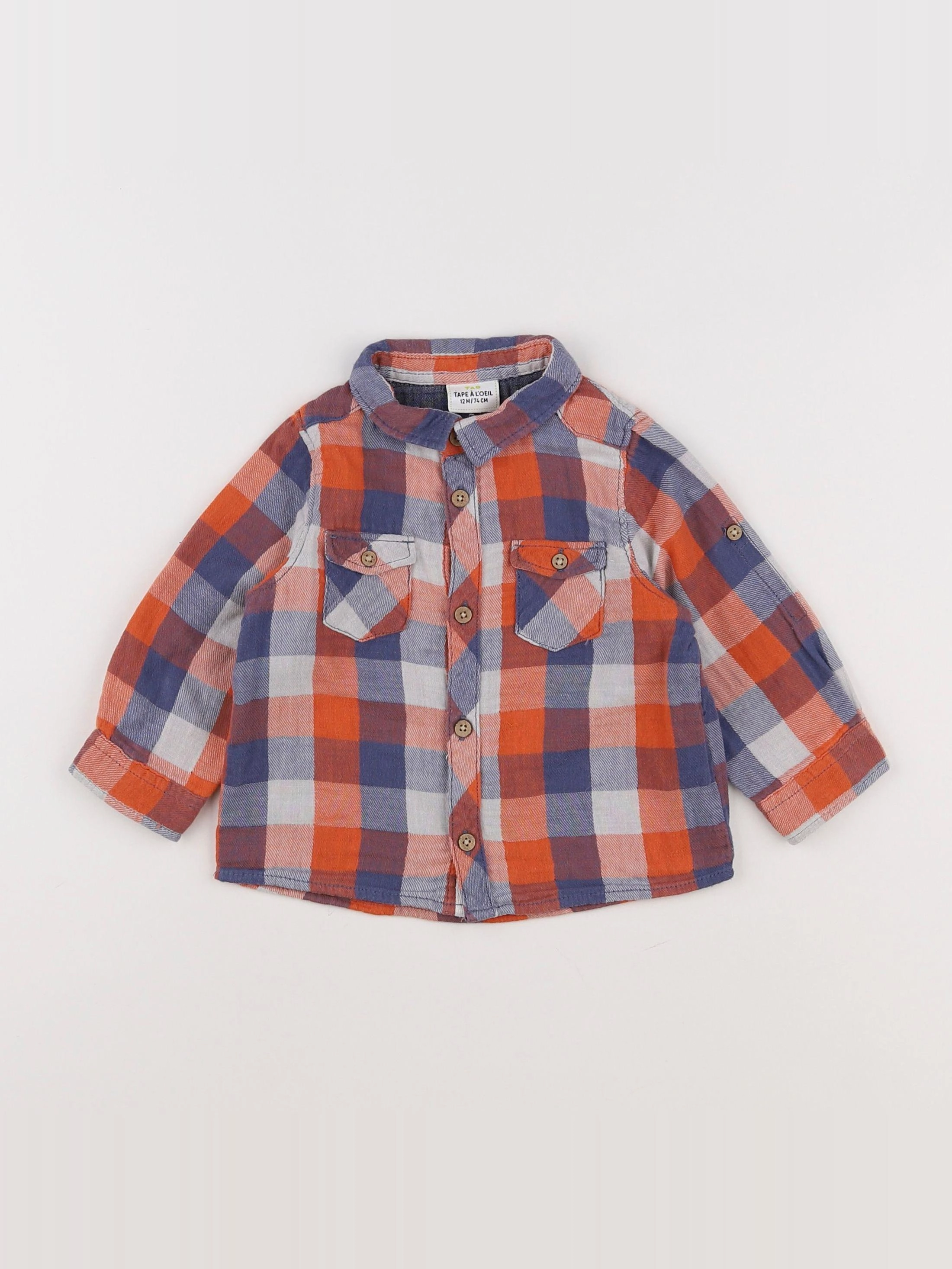 Tape à l'oeil - chemise bleu, orange - 12 mois