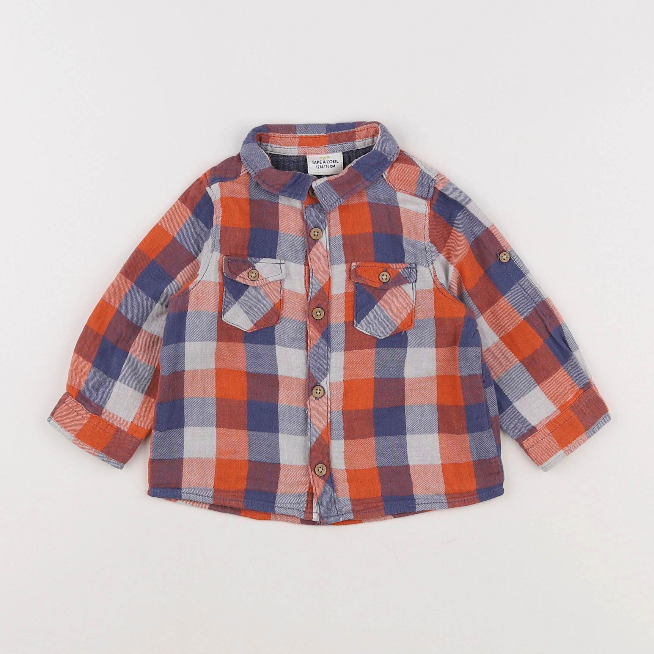 Tape à l'oeil - chemise bleu, orange - 12 mois