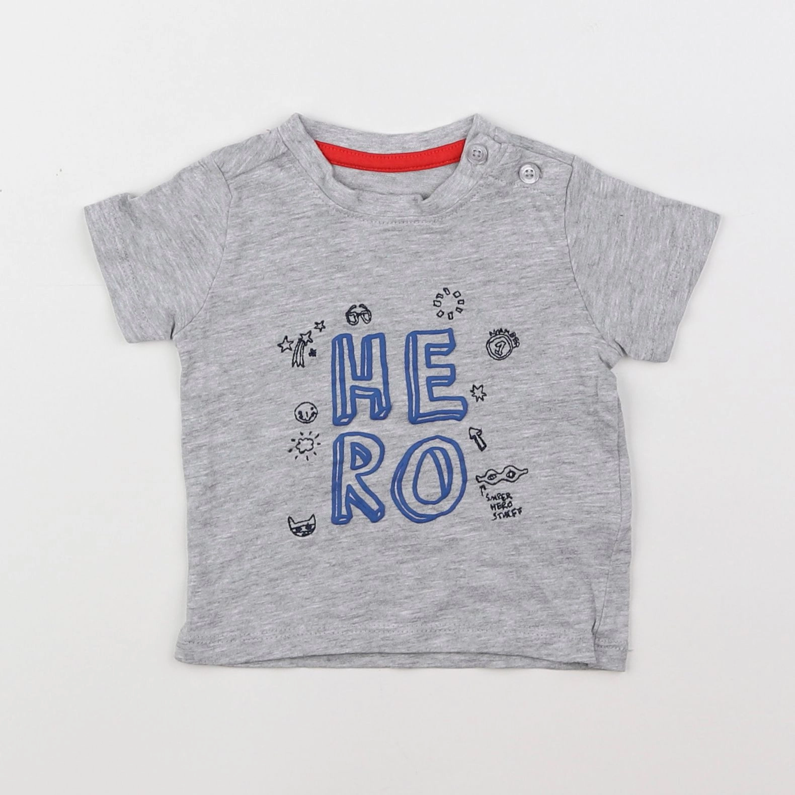 Vertbaudet - tee-shirt gris, bleu - 3 mois