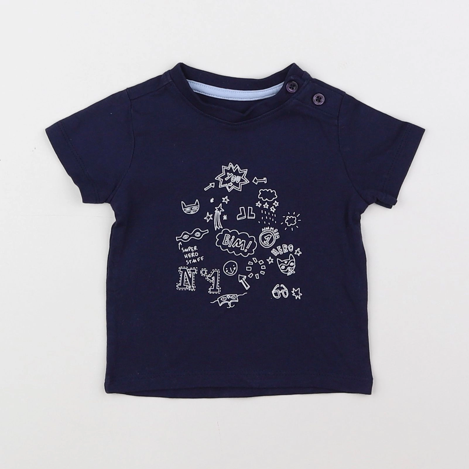 Vertbaudet - tee-shirt bleu - 3 mois