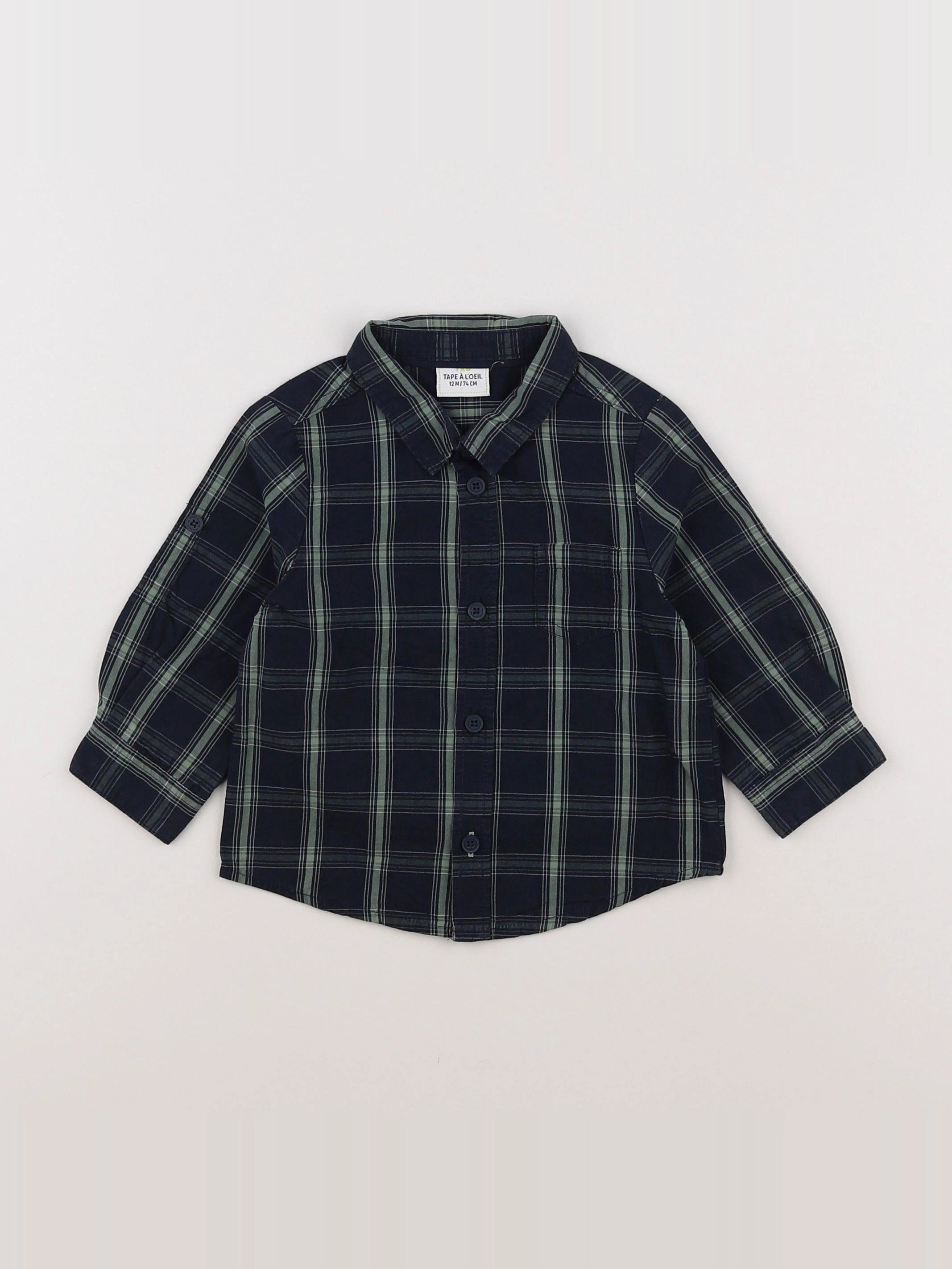 Tape à l'oeil - chemise bleu, vert - 12 mois