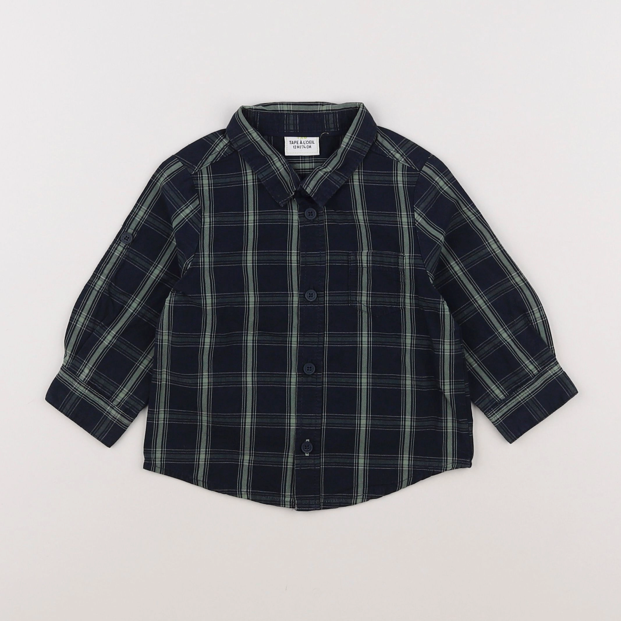 Tape à l'oeil - chemise bleu, vert - 12 mois