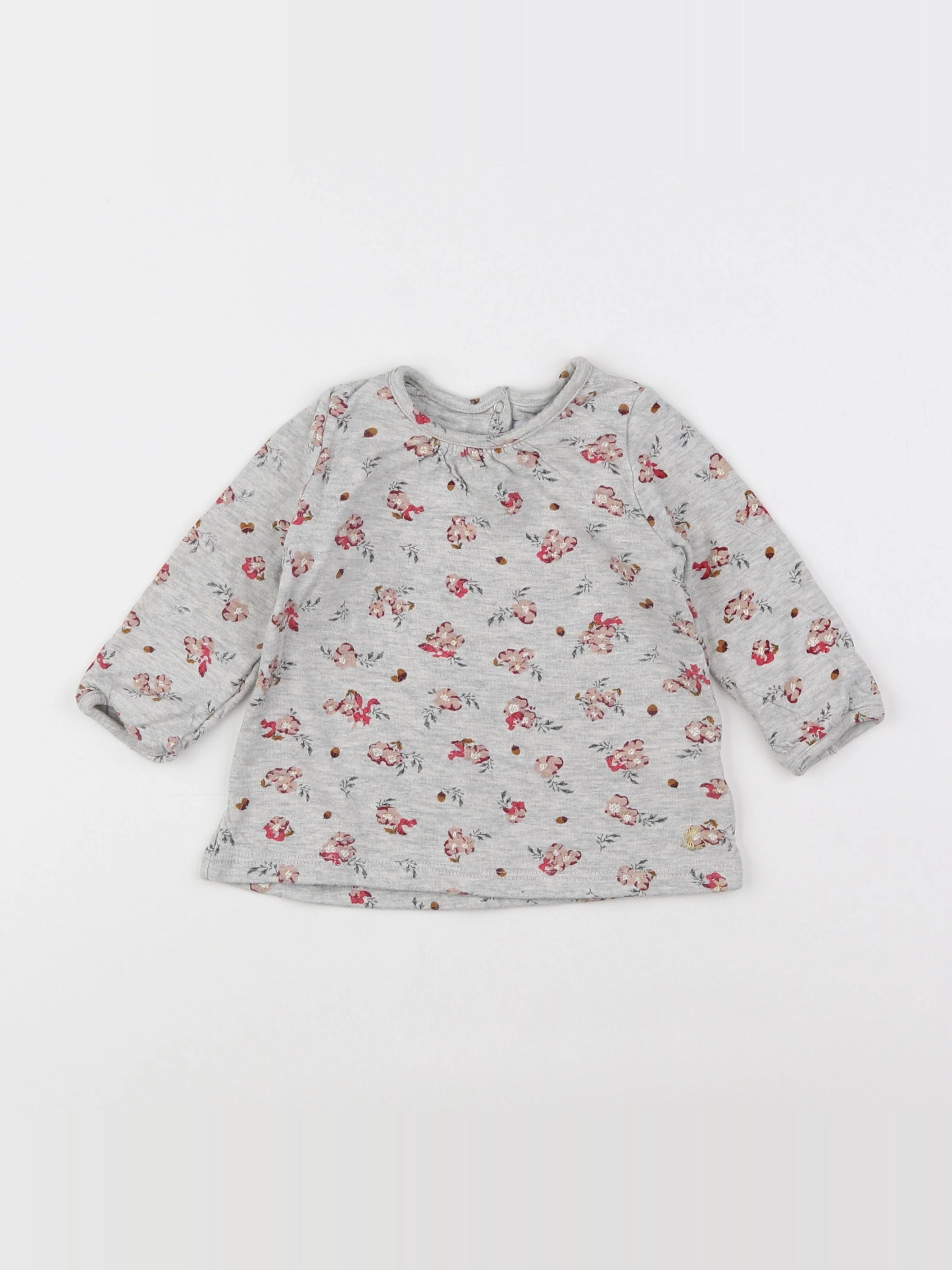 Petit Bateau - tee-shirt gris - 12 mois