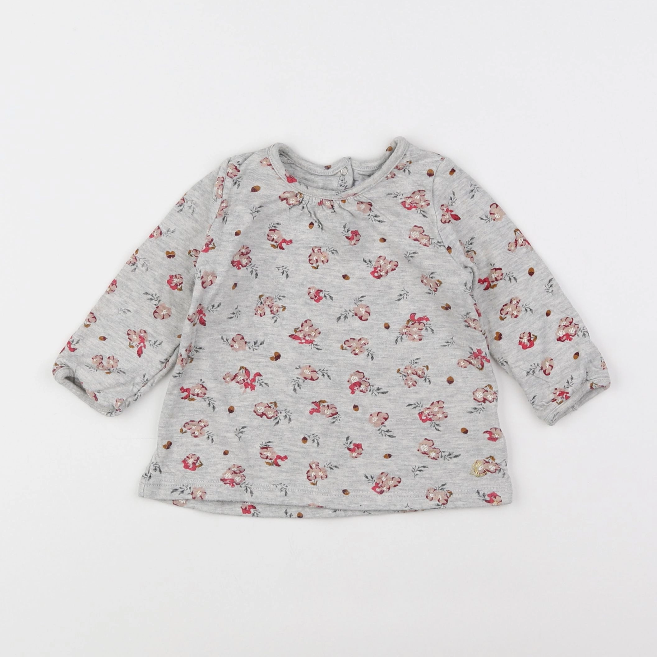 Petit Bateau - tee-shirt gris - 12 mois