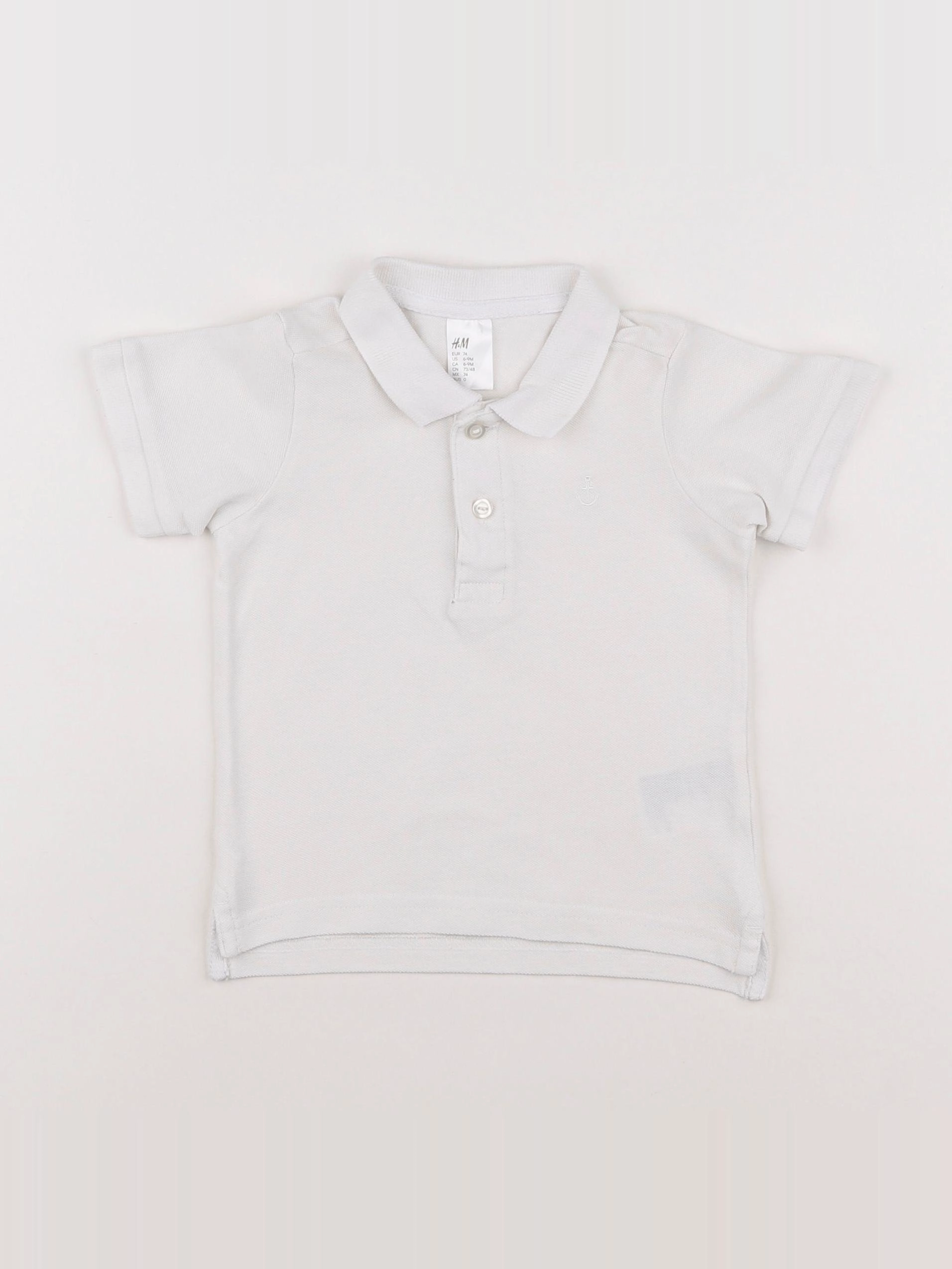 H&M - polo blanc - 6/9 mois