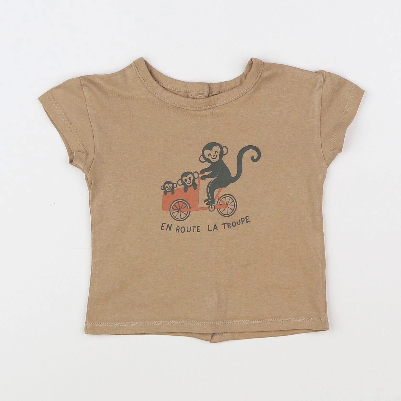 Vertbaudet - tee-shirt marron - 6 mois
