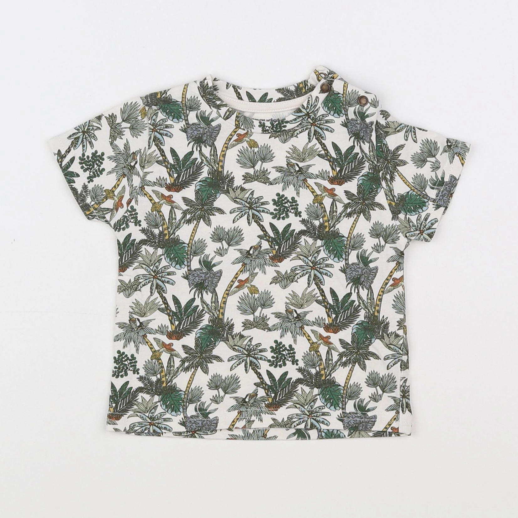 Vertbaudet - tee-shirt blanc, vert - 6 mois
