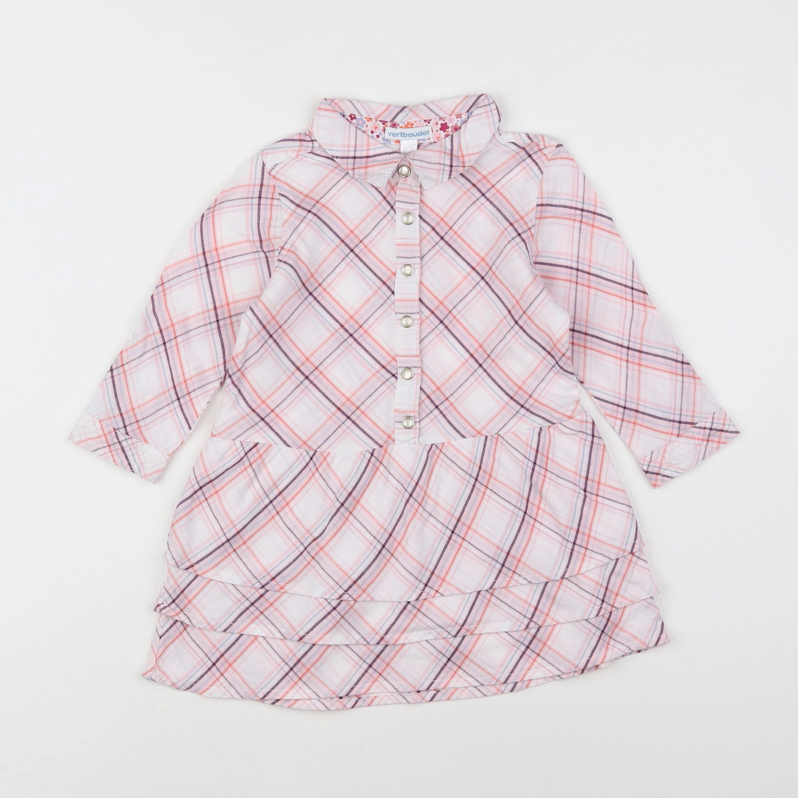 Vertbaudet - robe blanc, rose - 18 mois