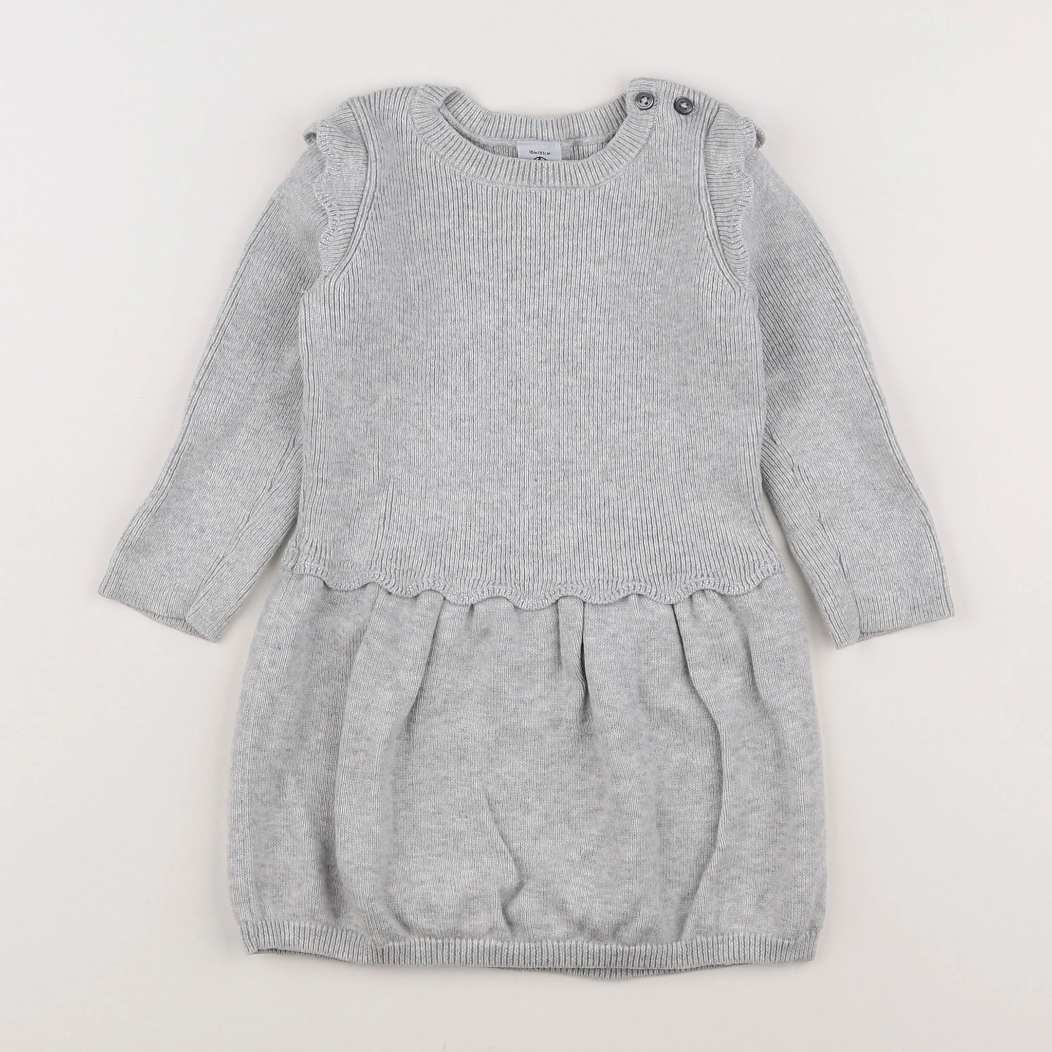 Petit Bateau - robe gris - 18 mois