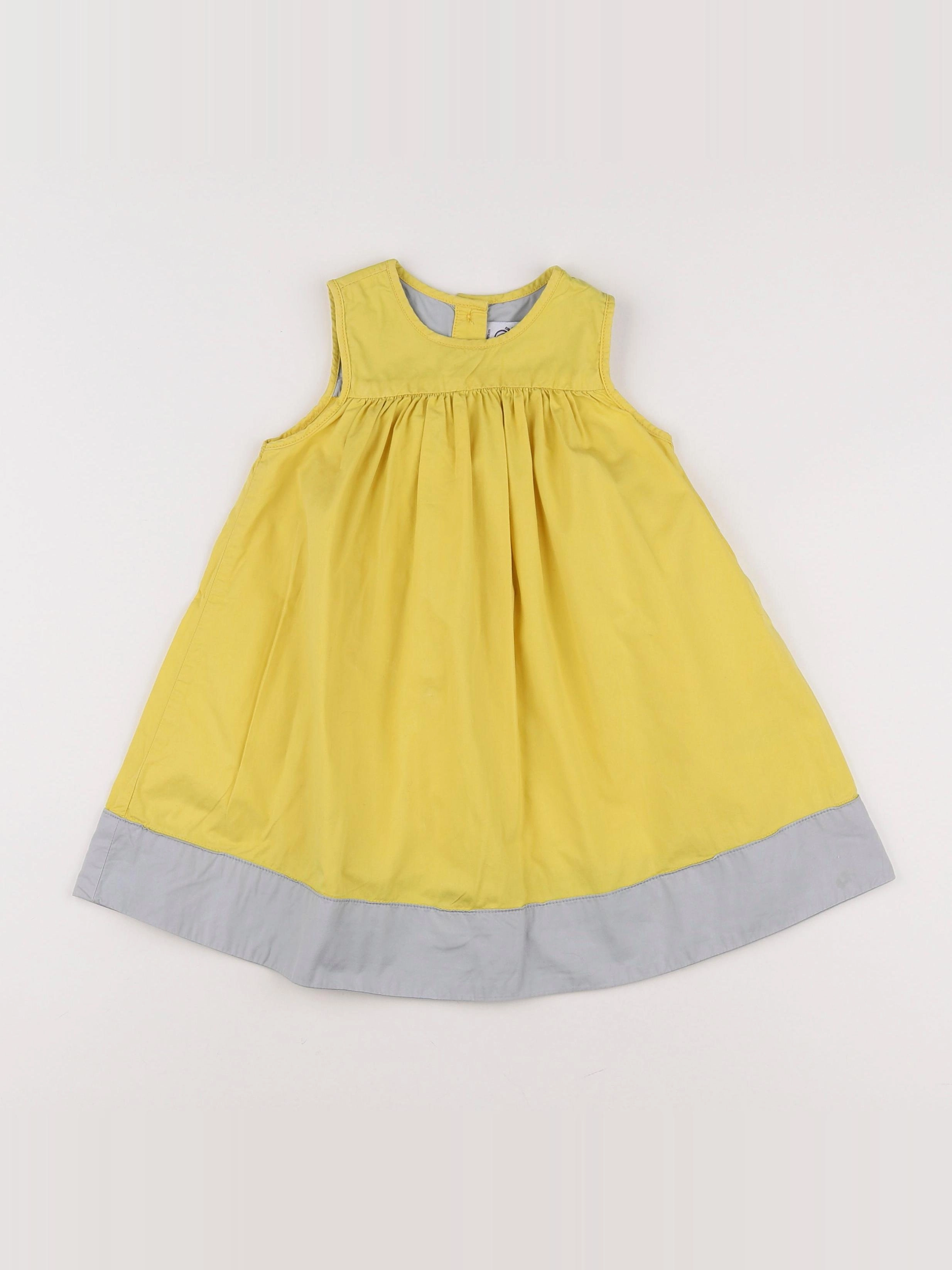 Petit Bateau - robe jaune, gris - 18 mois