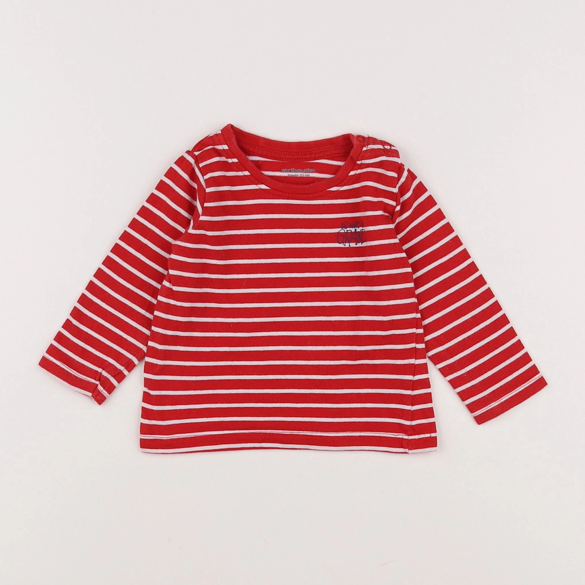Vertbaudet - tee-shirt blanc, rouge - 9 mois