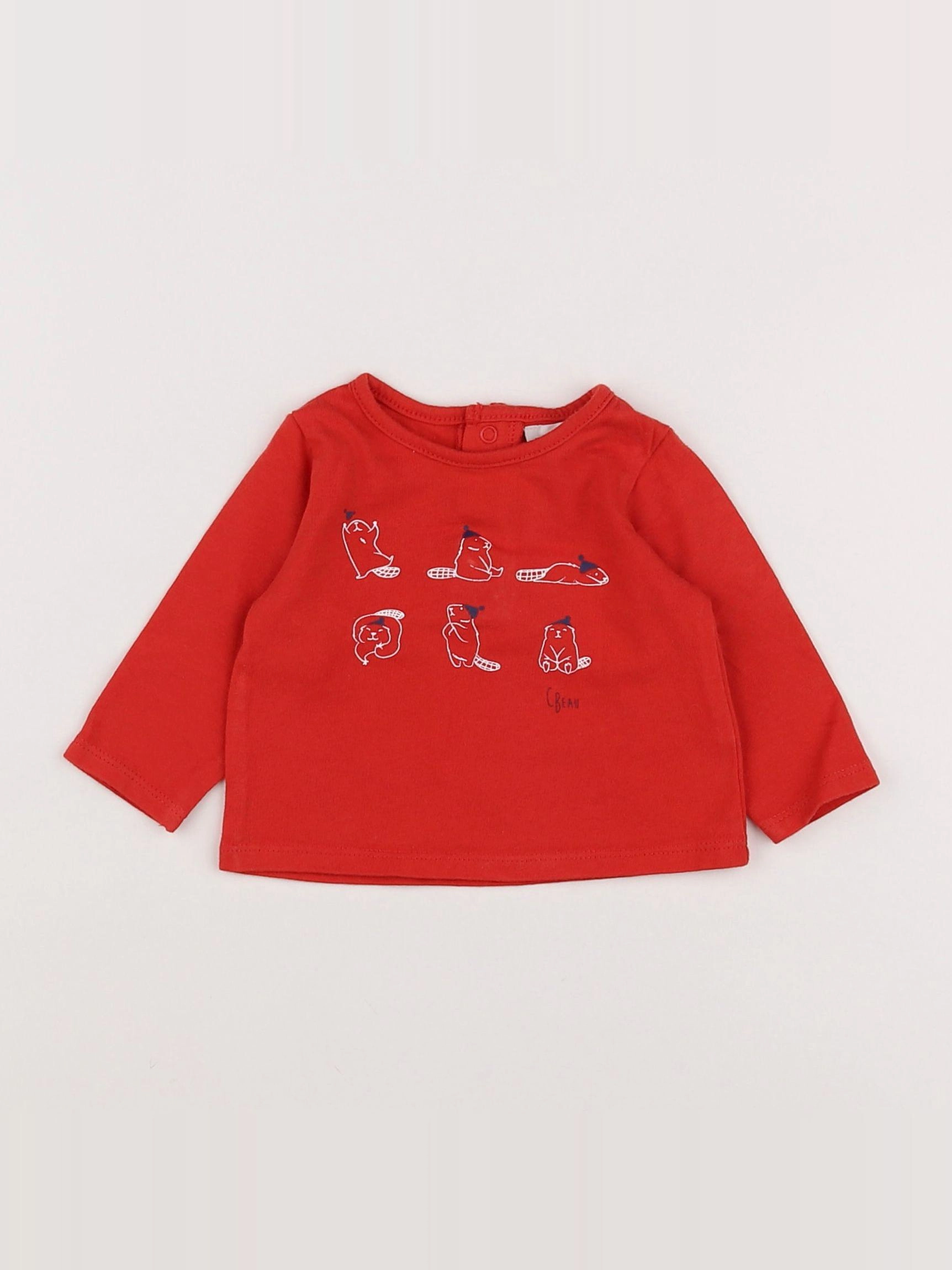 Carrément Beau - tee-shirt rouge - 3 mois