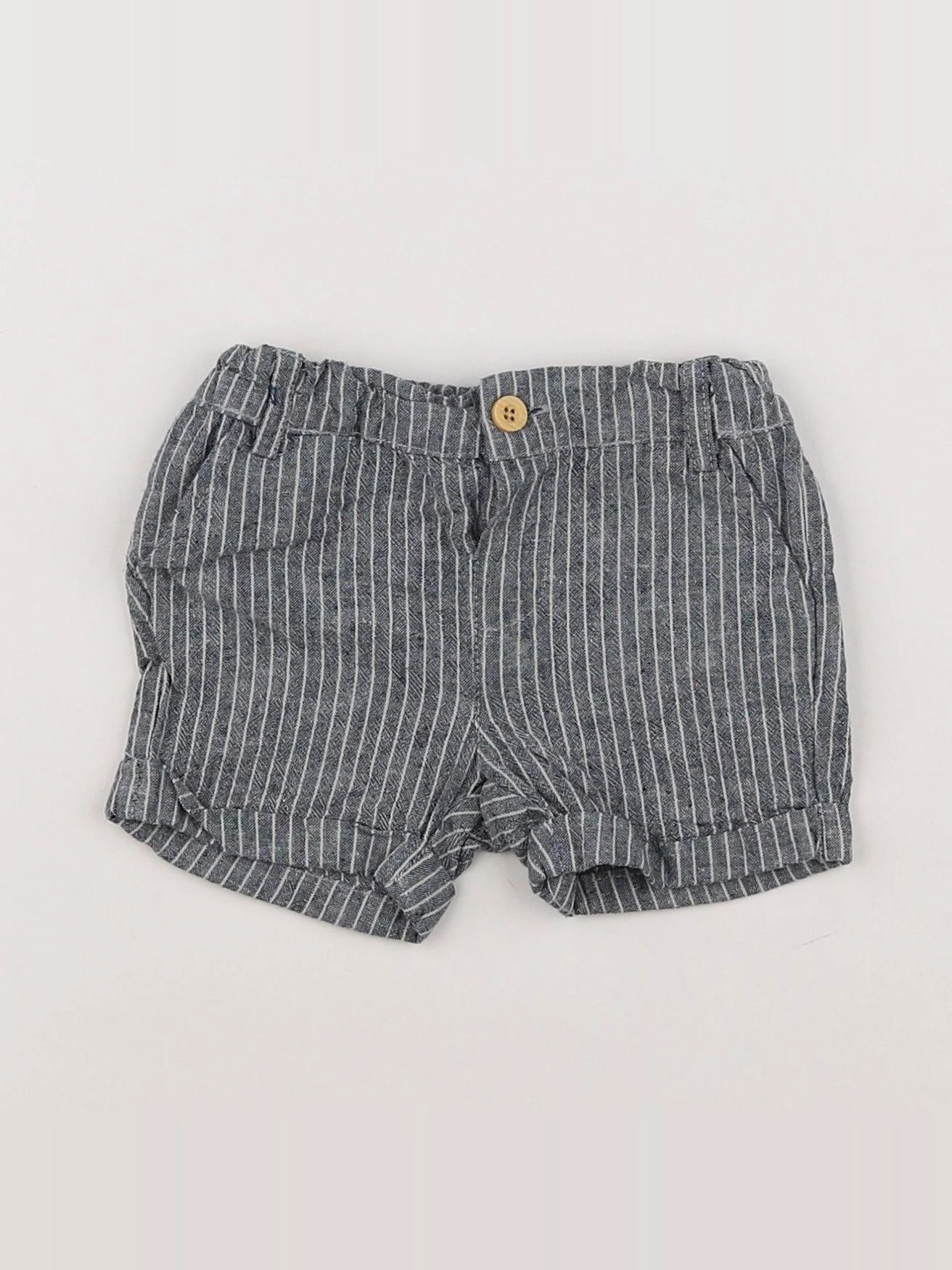 Vertbaudet - short bleu, blanc - 3 mois