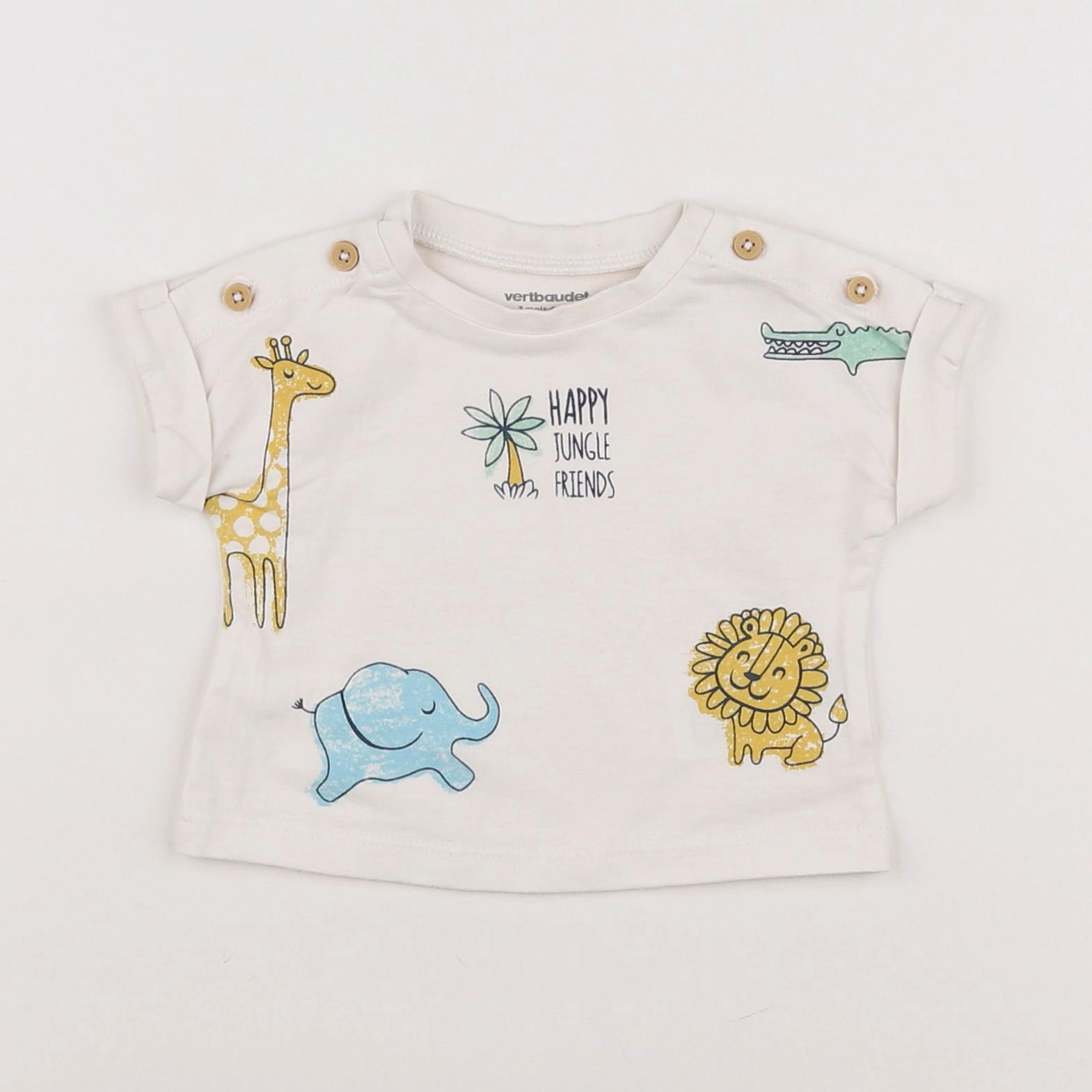 Vertbaudet - tee-shirt beige - 3 mois