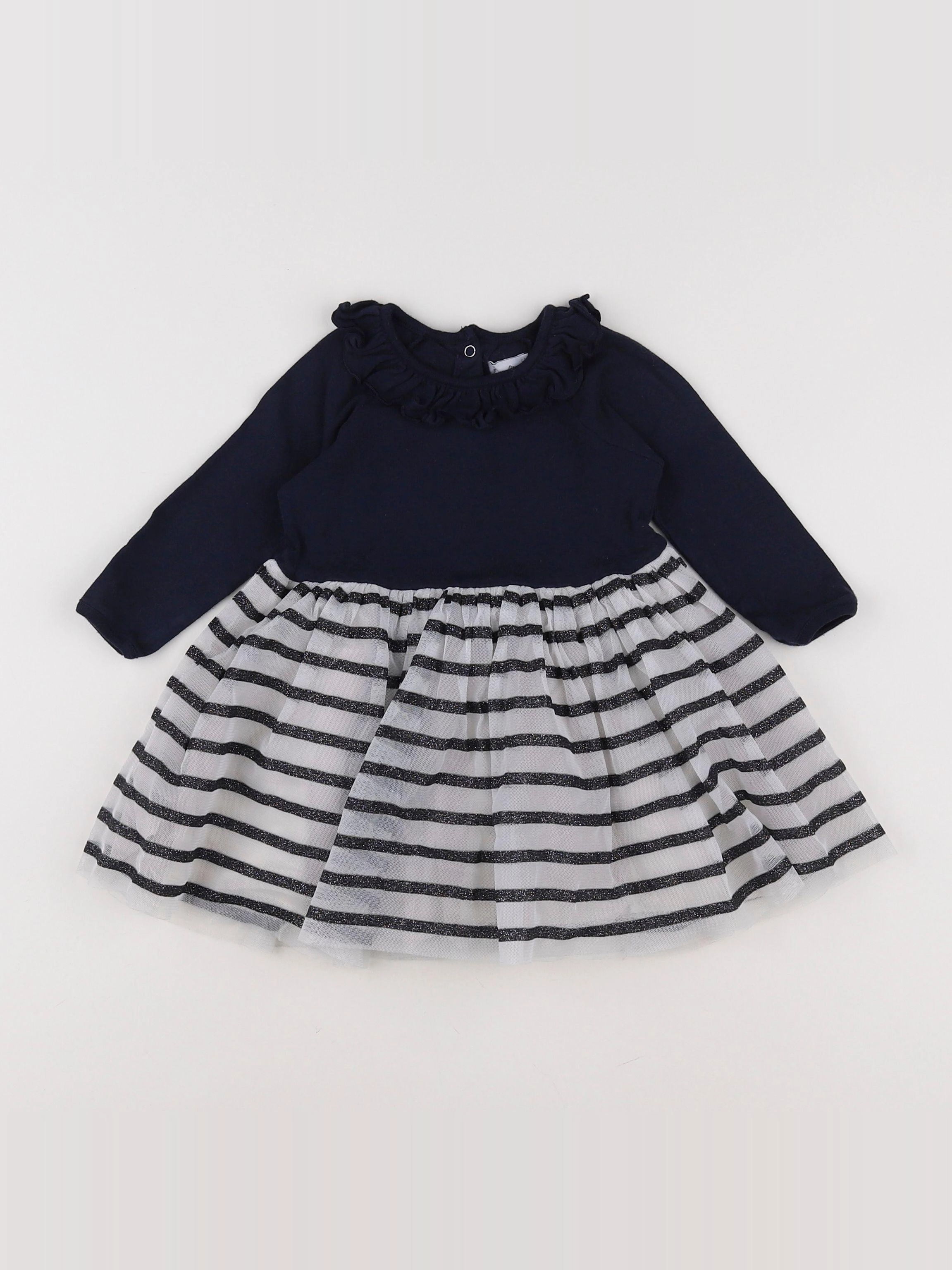 Petit Bateau - robe bleu - 6 mois