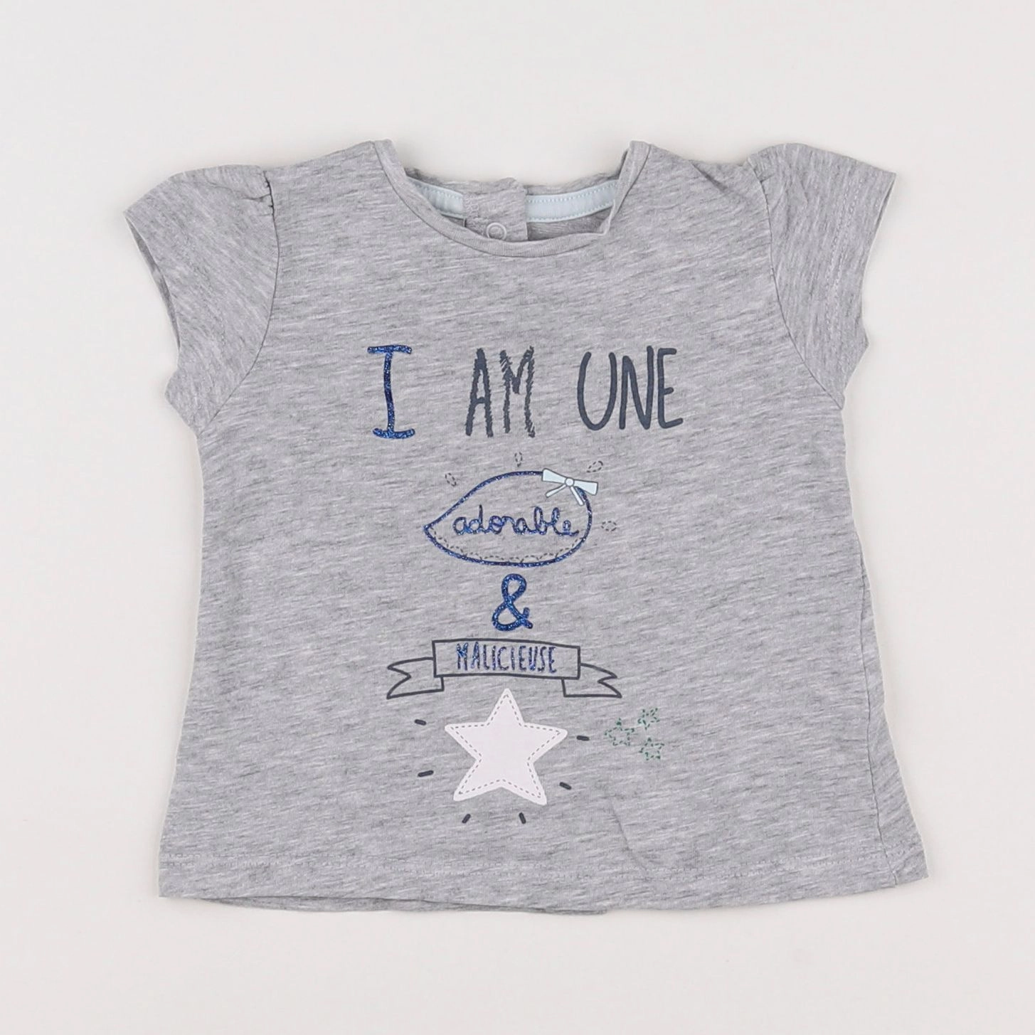 Vertbaudet - tee-shirt bleu, gris - 3 mois