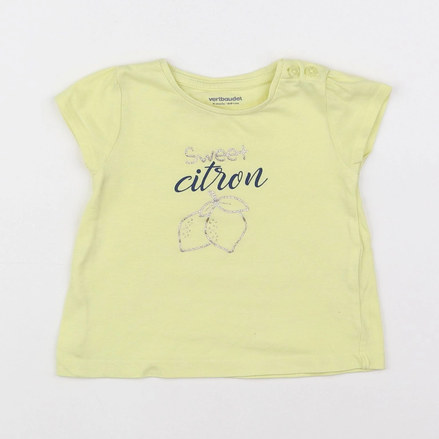 Vertbaudet - tee-shirt jaune, or - 6 mois