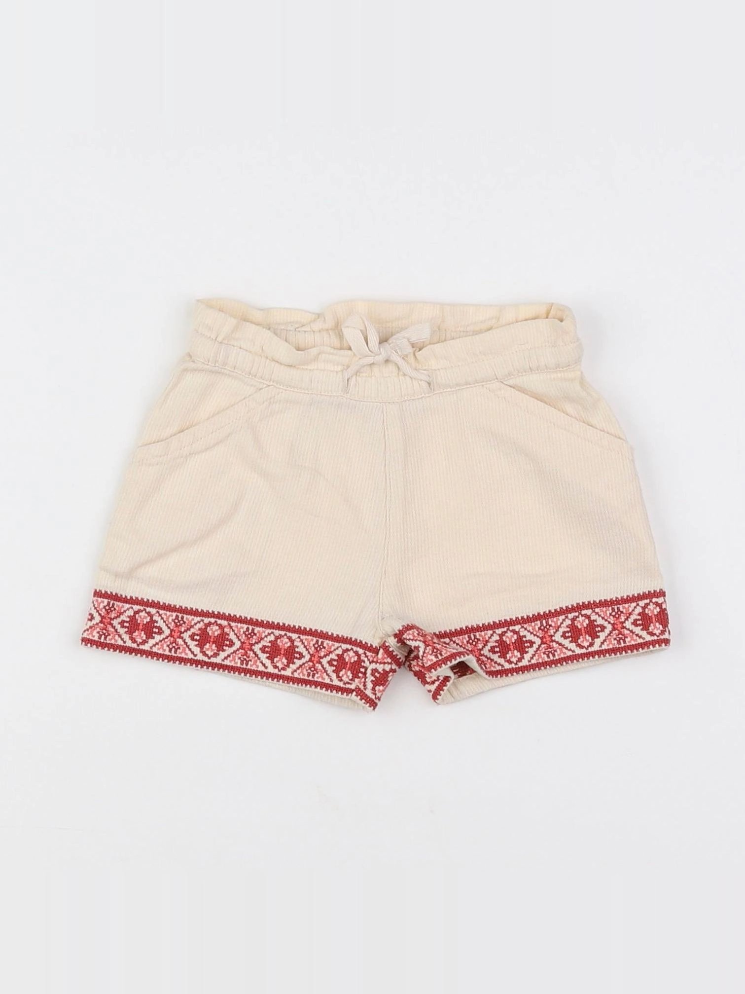 Boutchou - short beige, rouge - 6 mois
