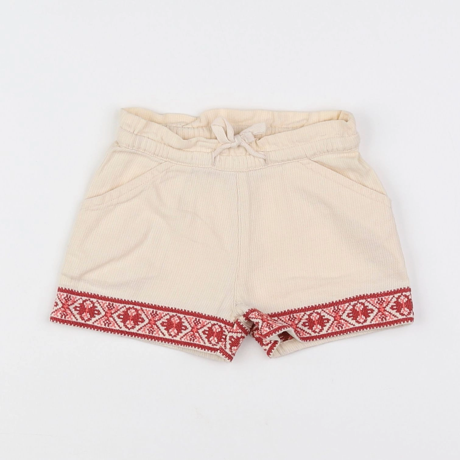 Boutchou - short beige, rouge - 6 mois