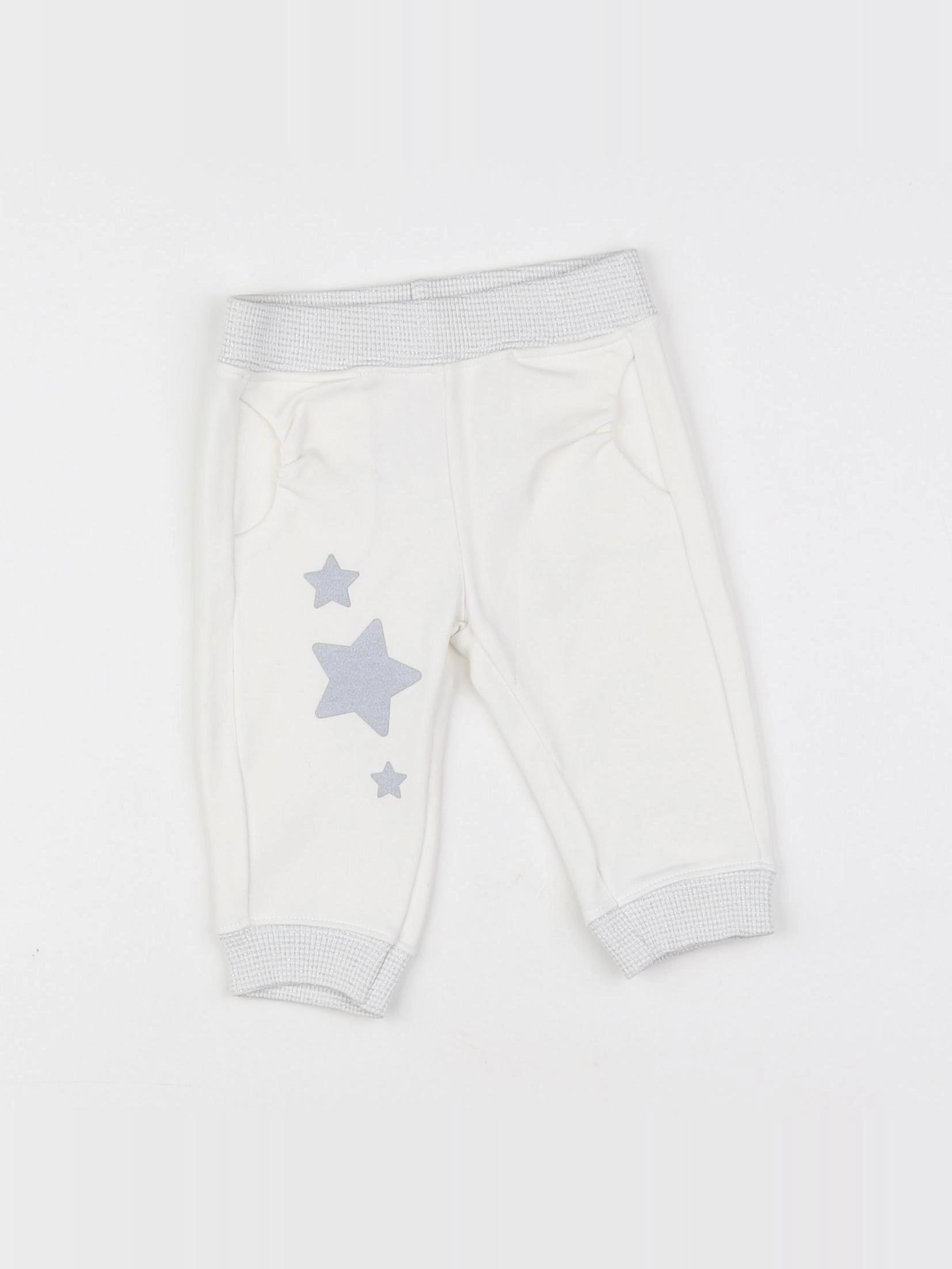 Benetton - jogging blanc, gris - 3/6 mois