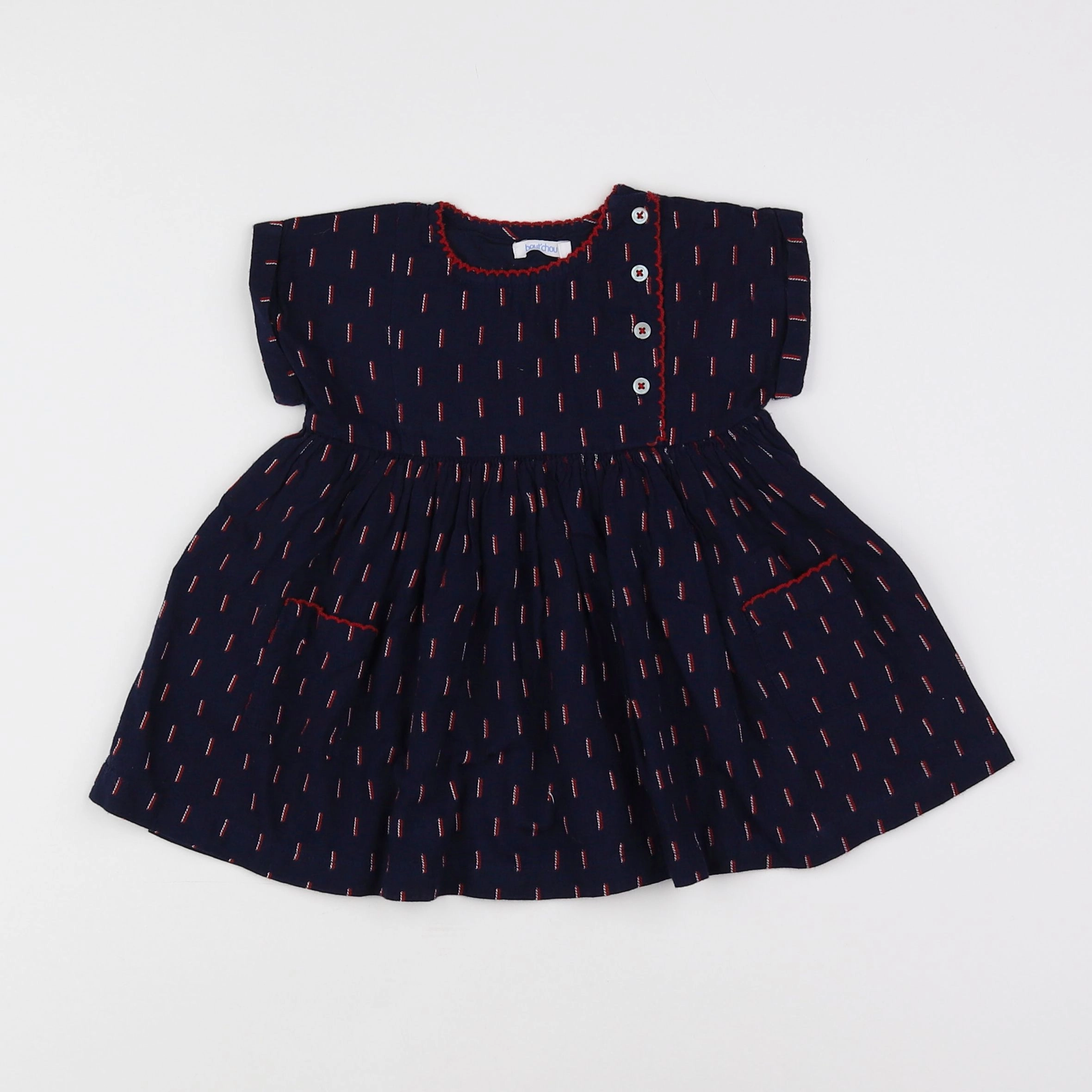 Boutchou - robe bleu, rouge - 6 mois