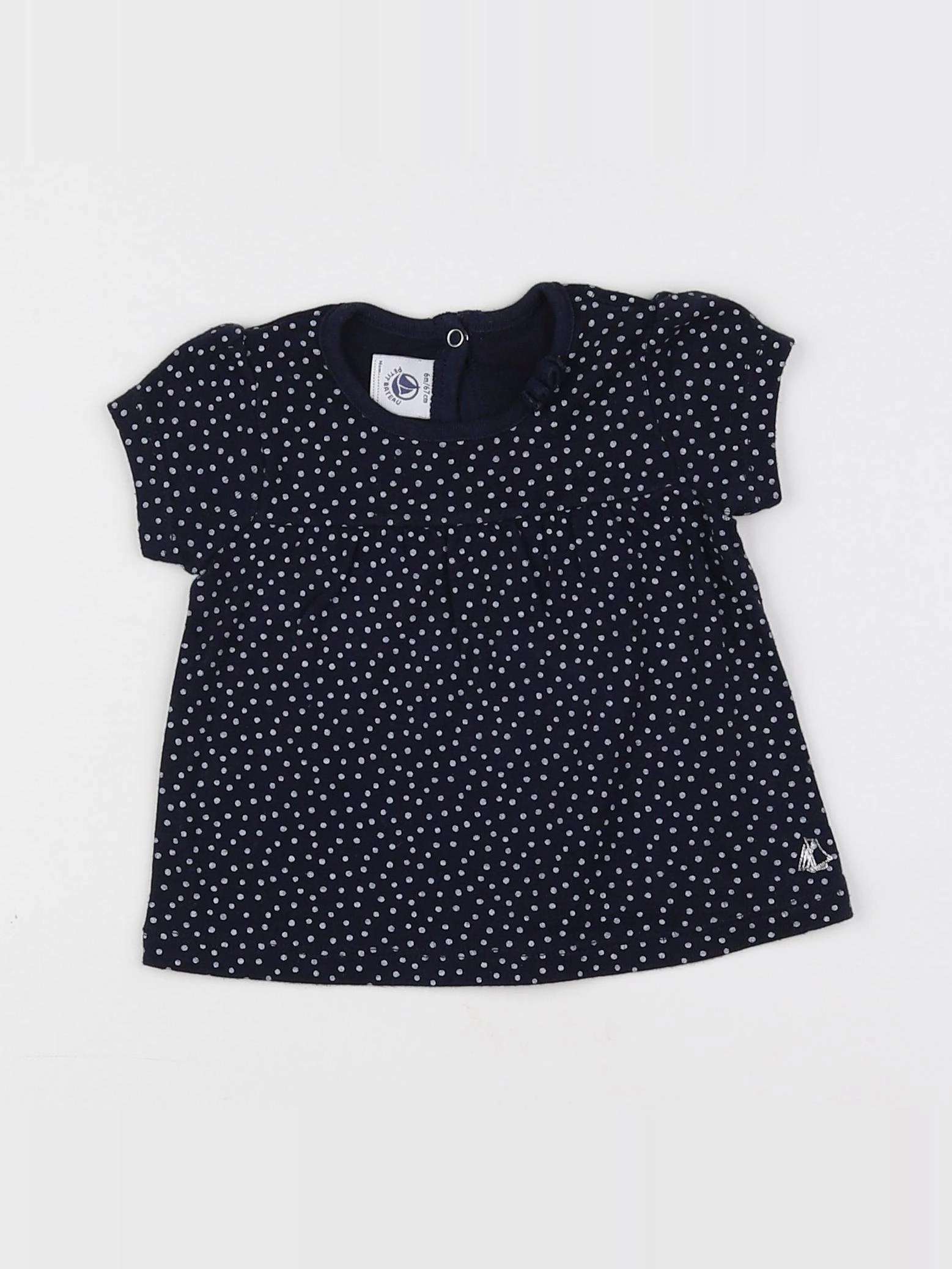 Petit Bateau - tee-shirt blanc, bleu - 6 mois