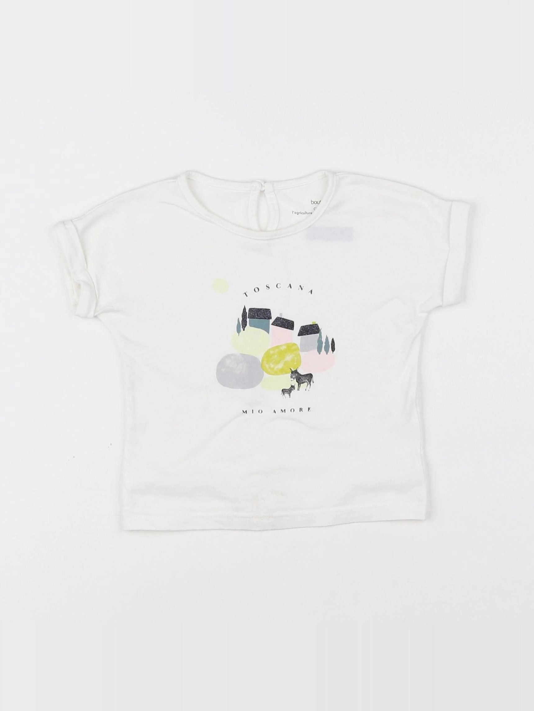 Boutchou - tee-shirt blanc, gris - 9 mois