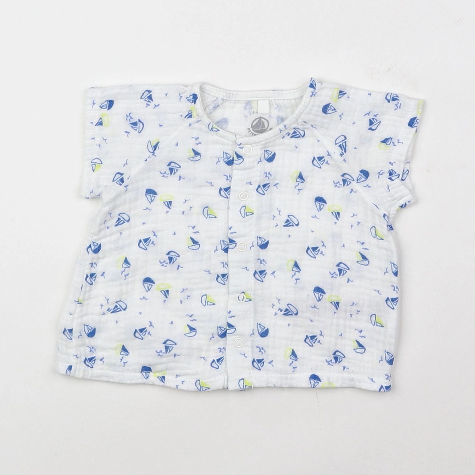 Petit Bateau - blouse blanc, bleu - 6 mois