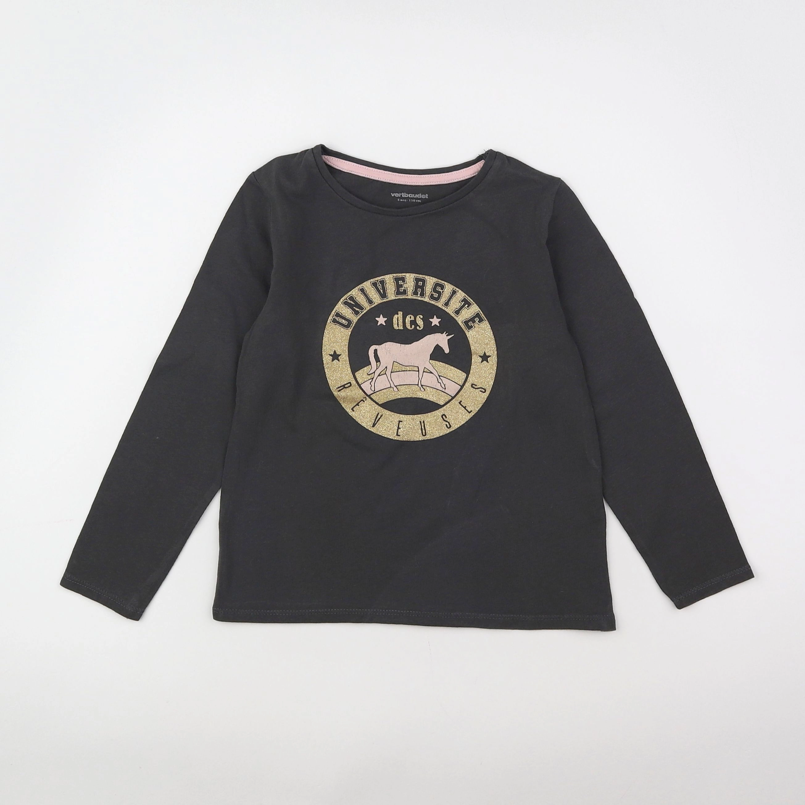 Vertbaudet - tee-shirt gris, or - 5 ans