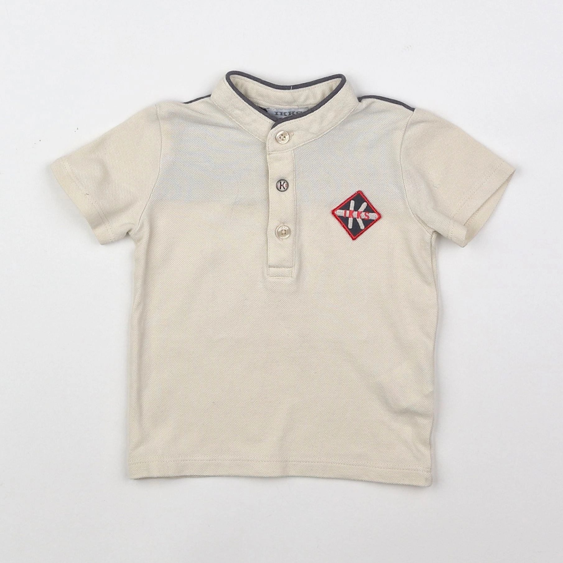IKKS - polo beige, rouge - 6 mois